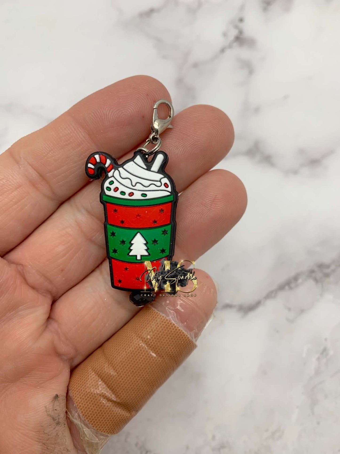 Peppermint Candy Latte Badge Reel Charm