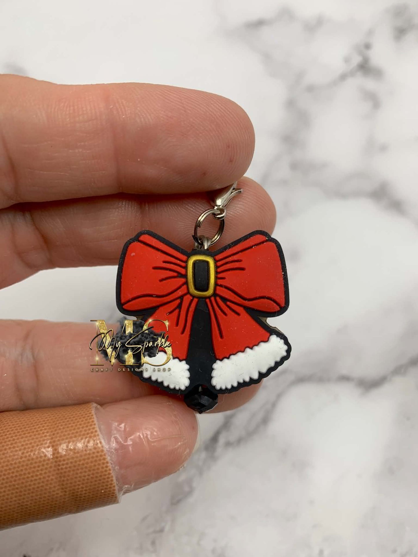 Santa Christmas Bowknot Badge Reel Charm