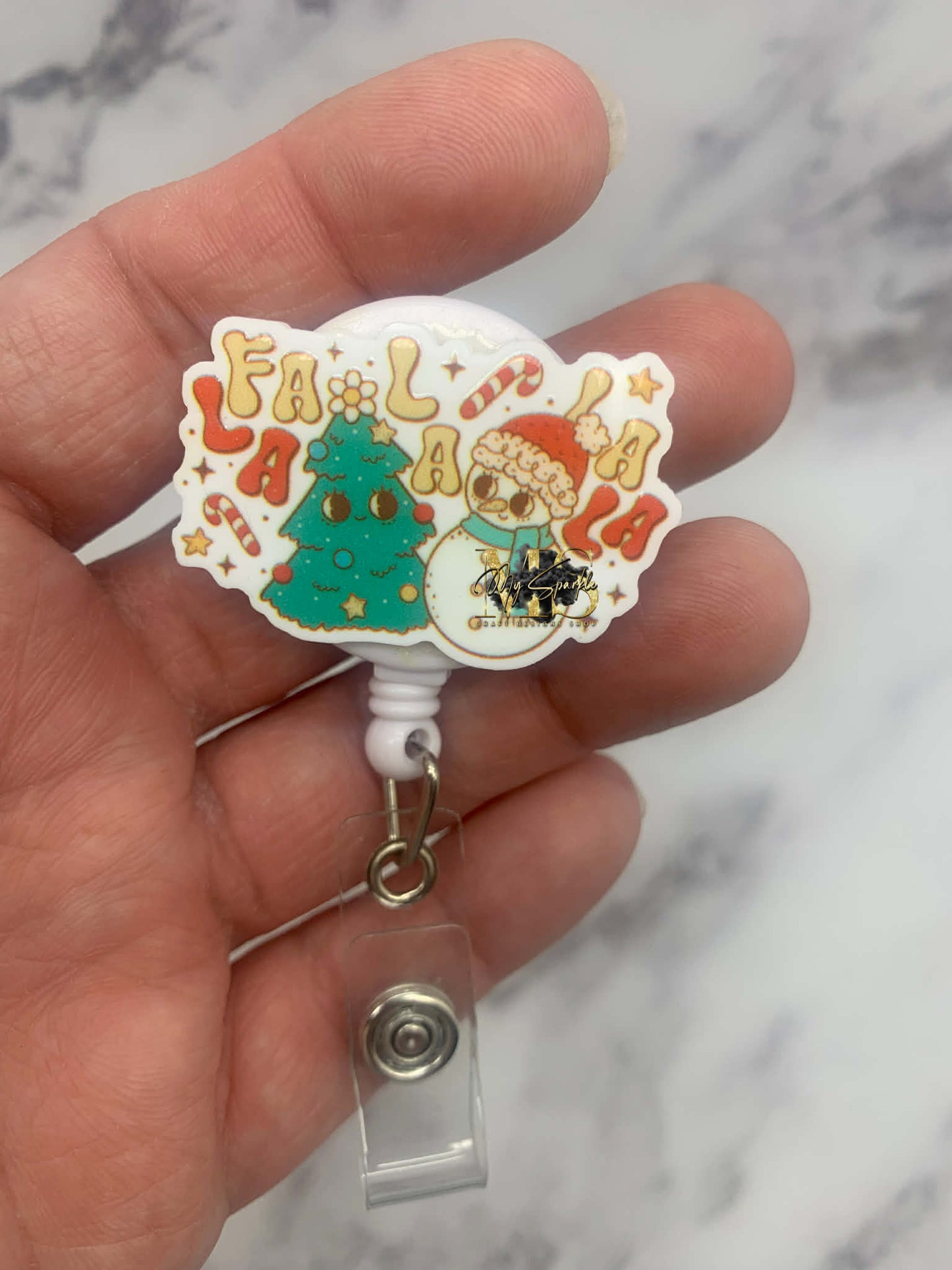 Fa La La Snowman Badge Reel