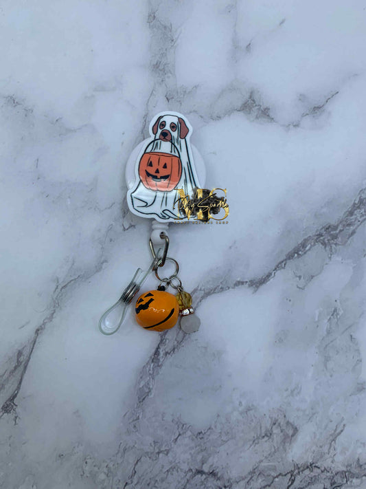 Halloween Dog Ghost Badge Reel
