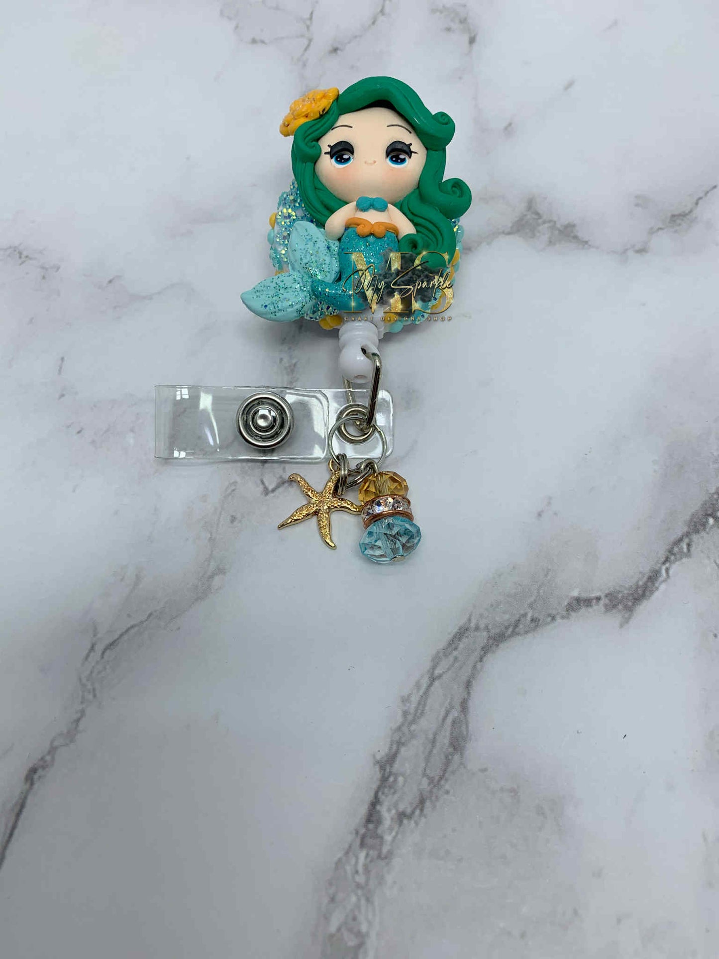 Girl Mermaid Clay Badge Reel