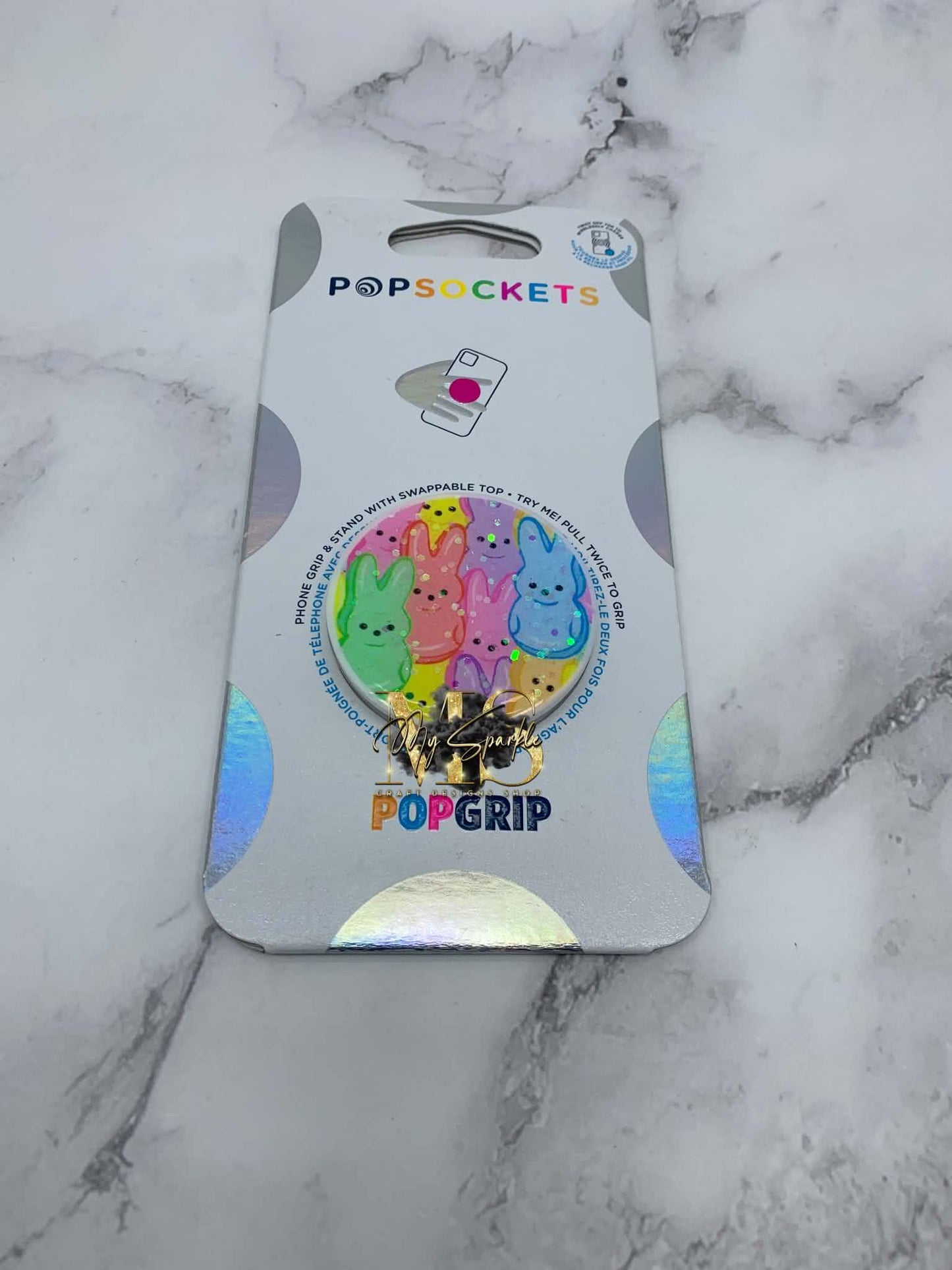 Marshmallow Peeps Easter Glitter Badge Reel