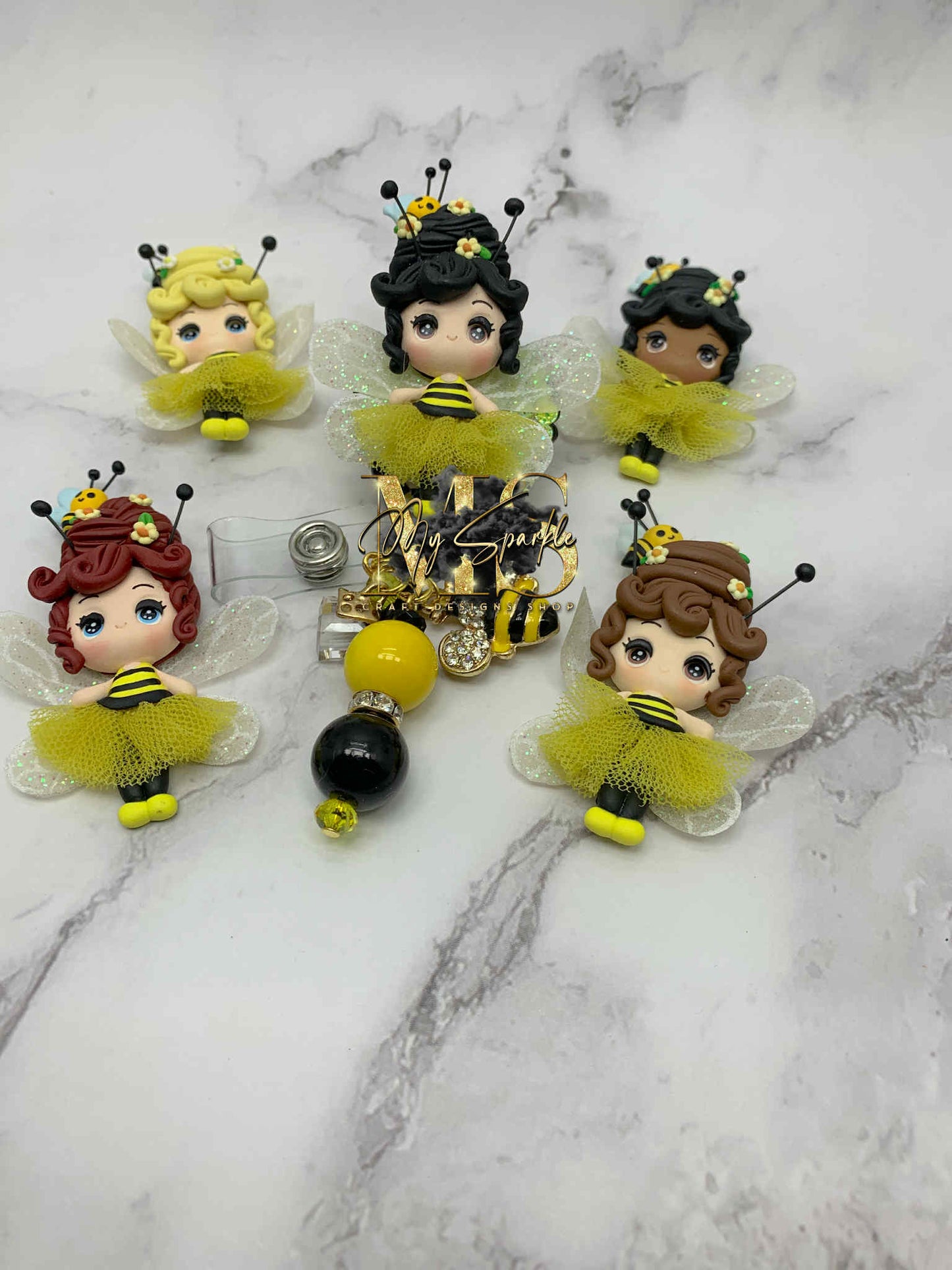 Cute Bee Girl  Clay Badge Reel