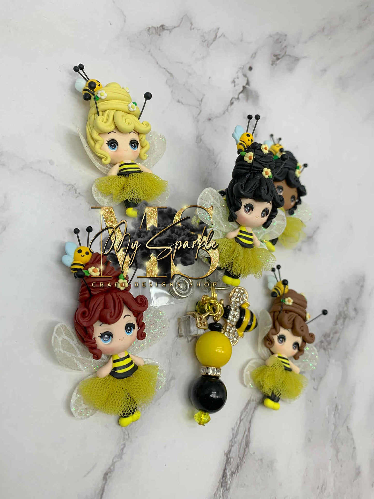 Cute Bee Girl  Clay Badge Reel