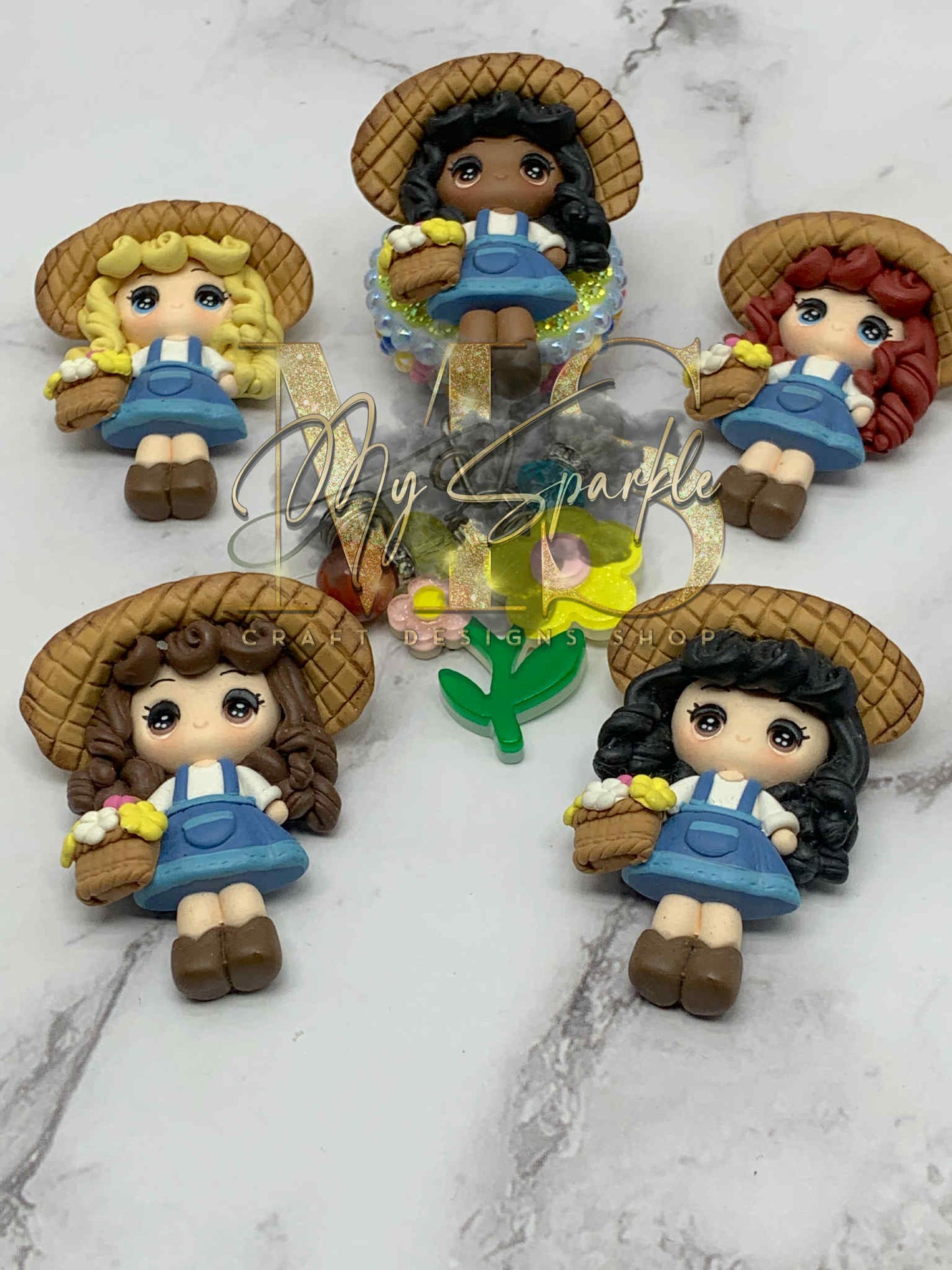 Daisy Flower Girl Clay Badge Reel