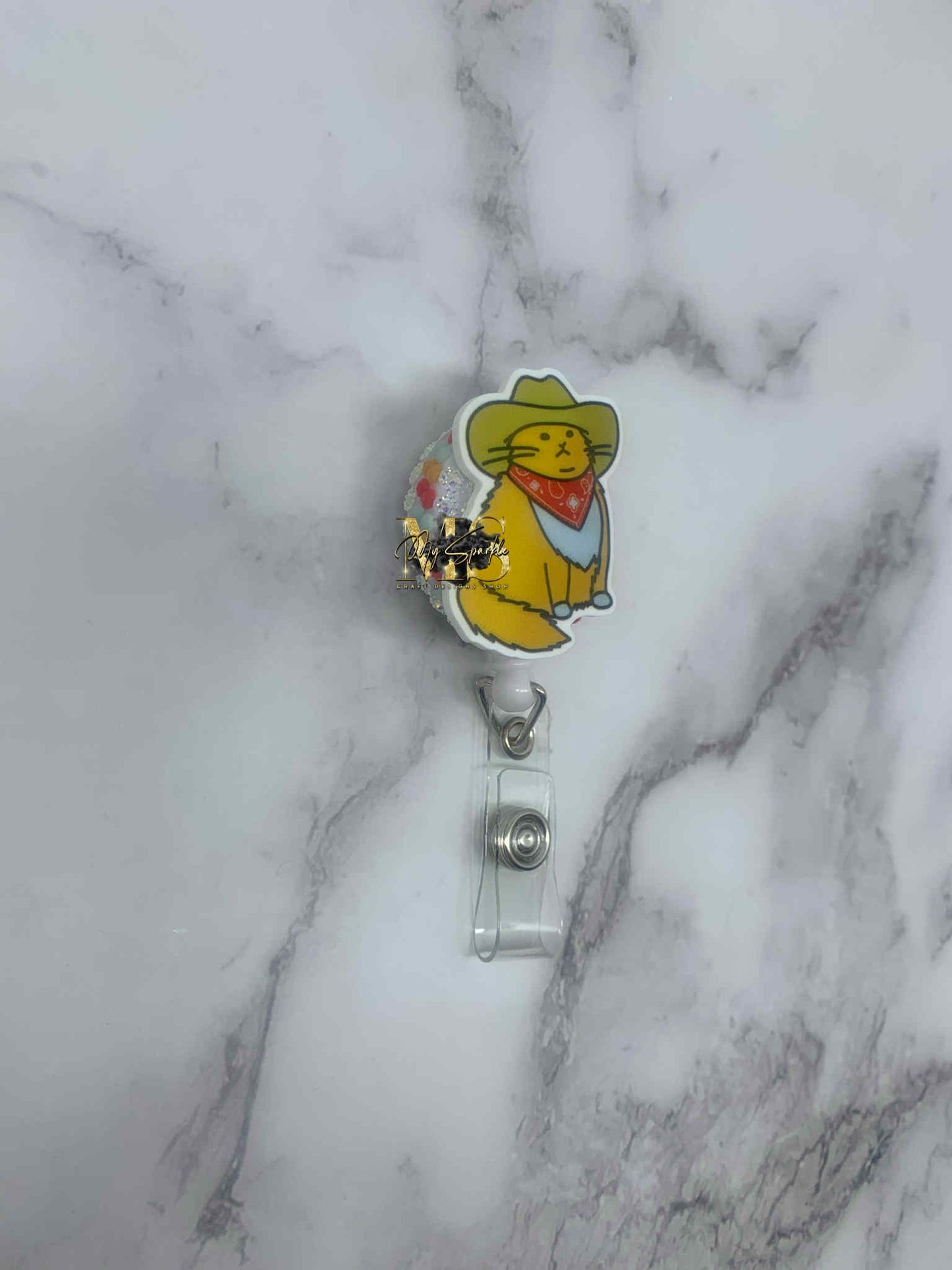 Funny Cat Meowdy Badge Reel