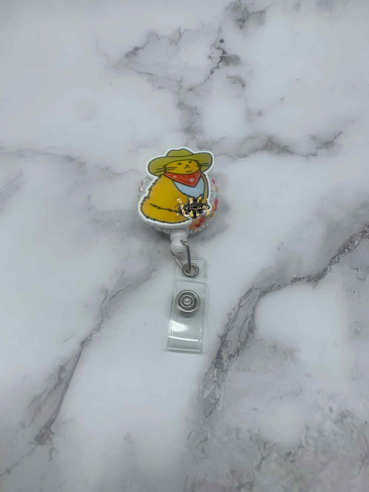 Funny Cat Meowdy Badge Reel