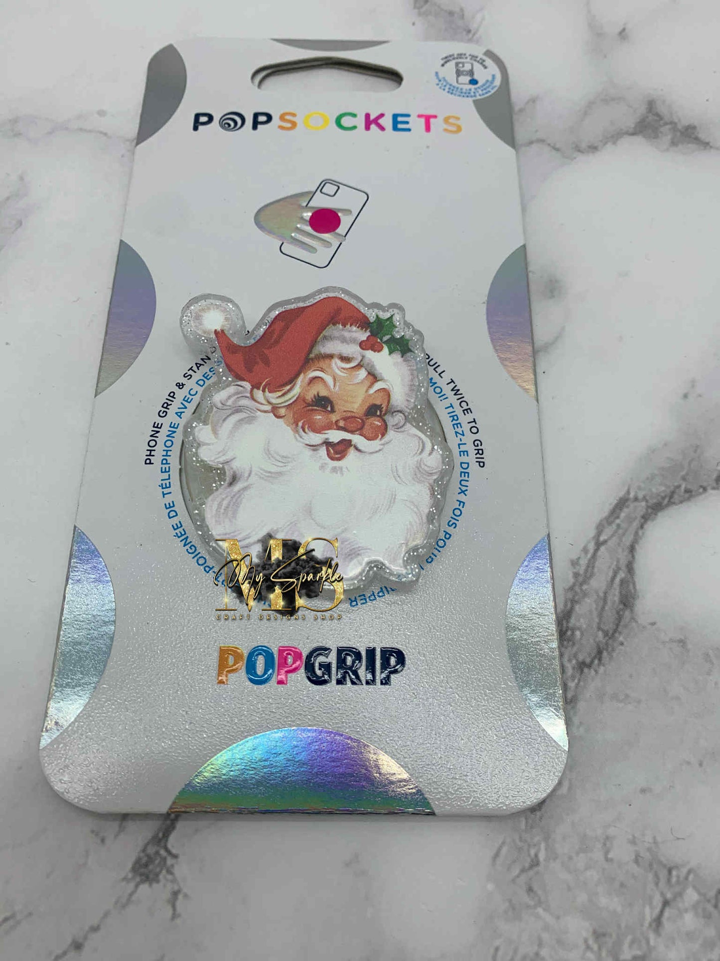 Christmas Phone Grip, Red Vintage Santa Pop Grip