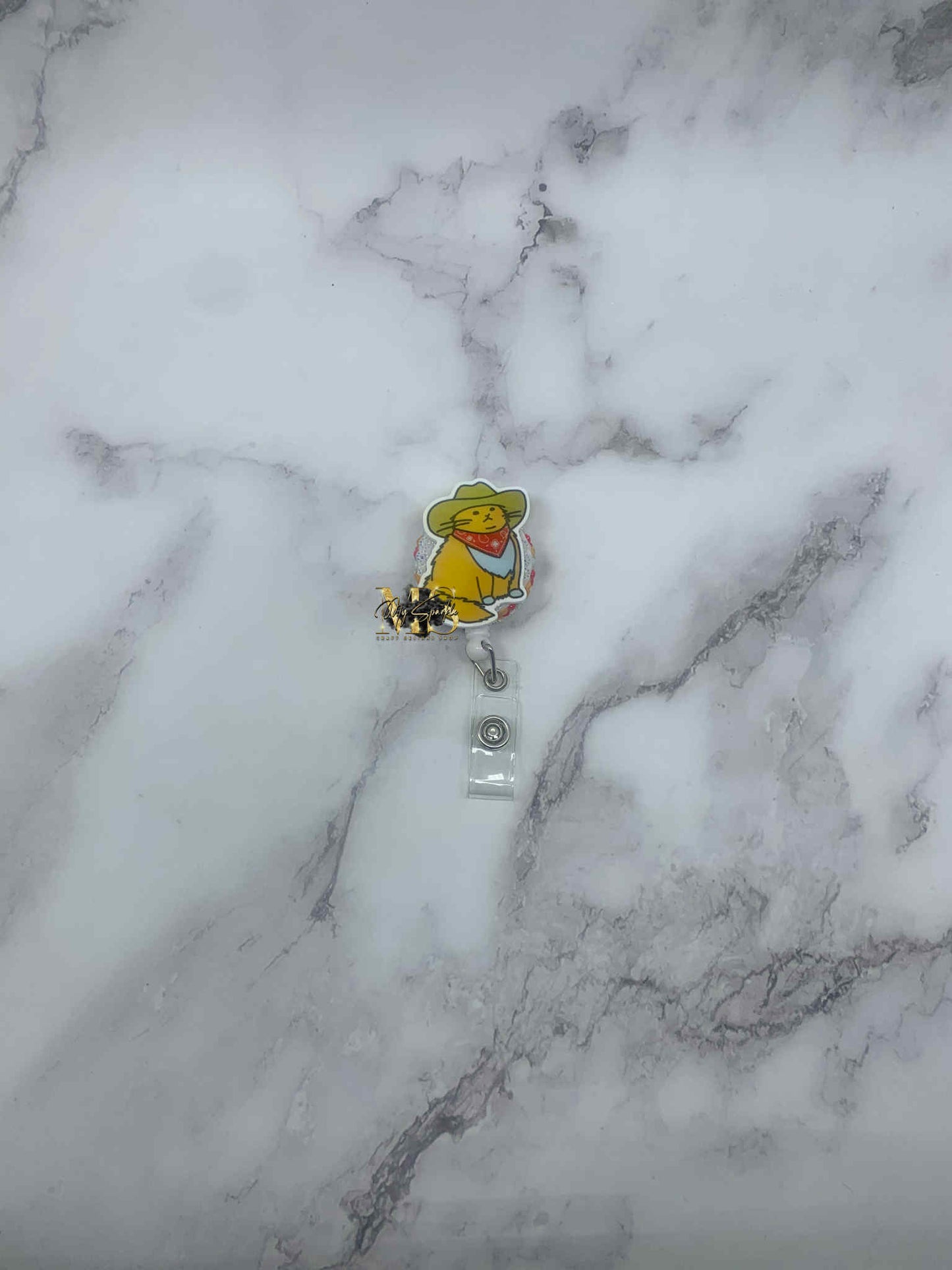 Funny Cat Meowdy Badge Reel