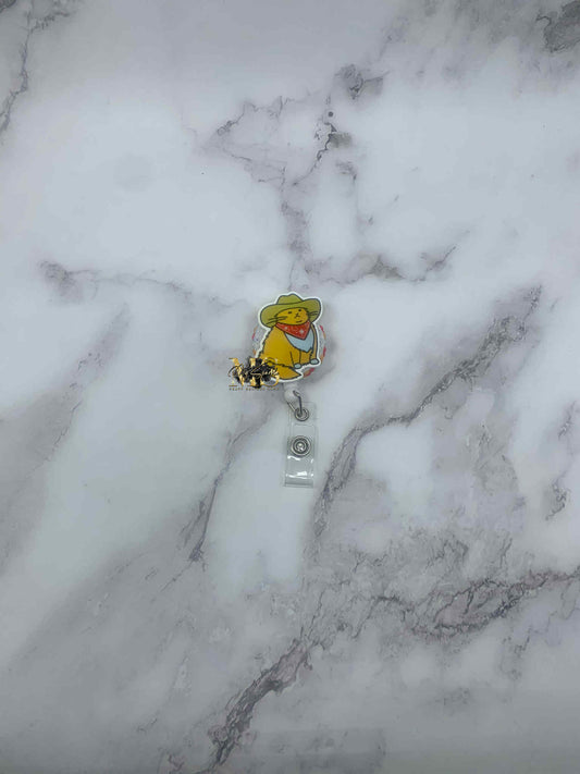 Funny Cat Meowdy Badge Reel