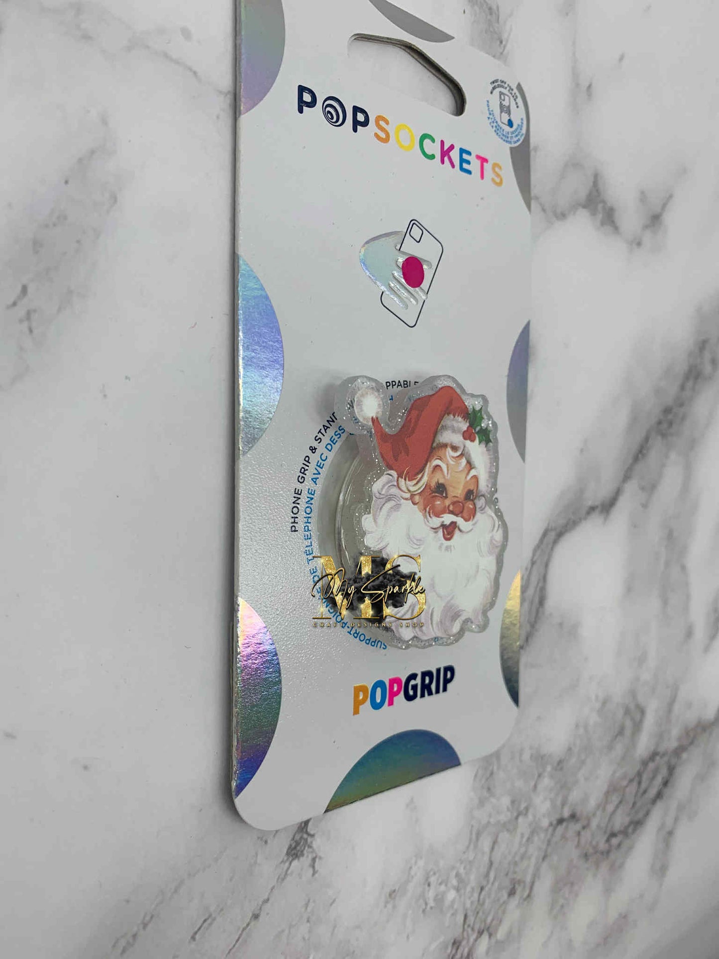 Christmas Phone Grip, Red Vintage Santa Pop Grip