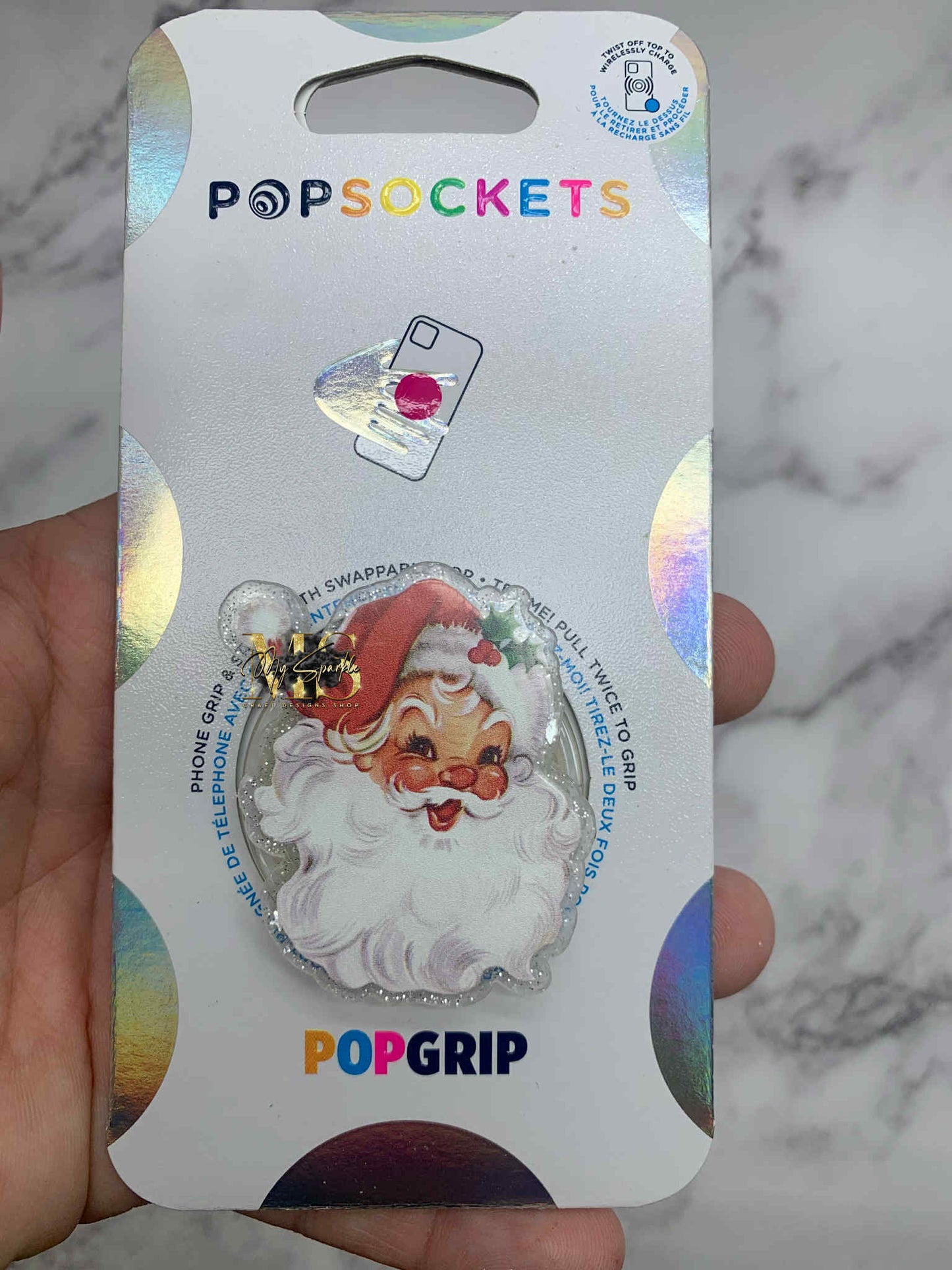 Christmas Phone Grip, Red Vintage Santa Pop Grip