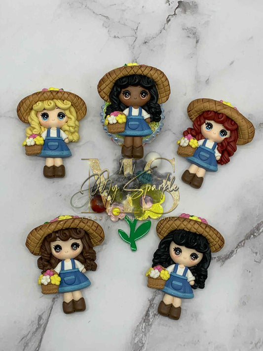 Daisy Flower Girl Clay Badge Reel