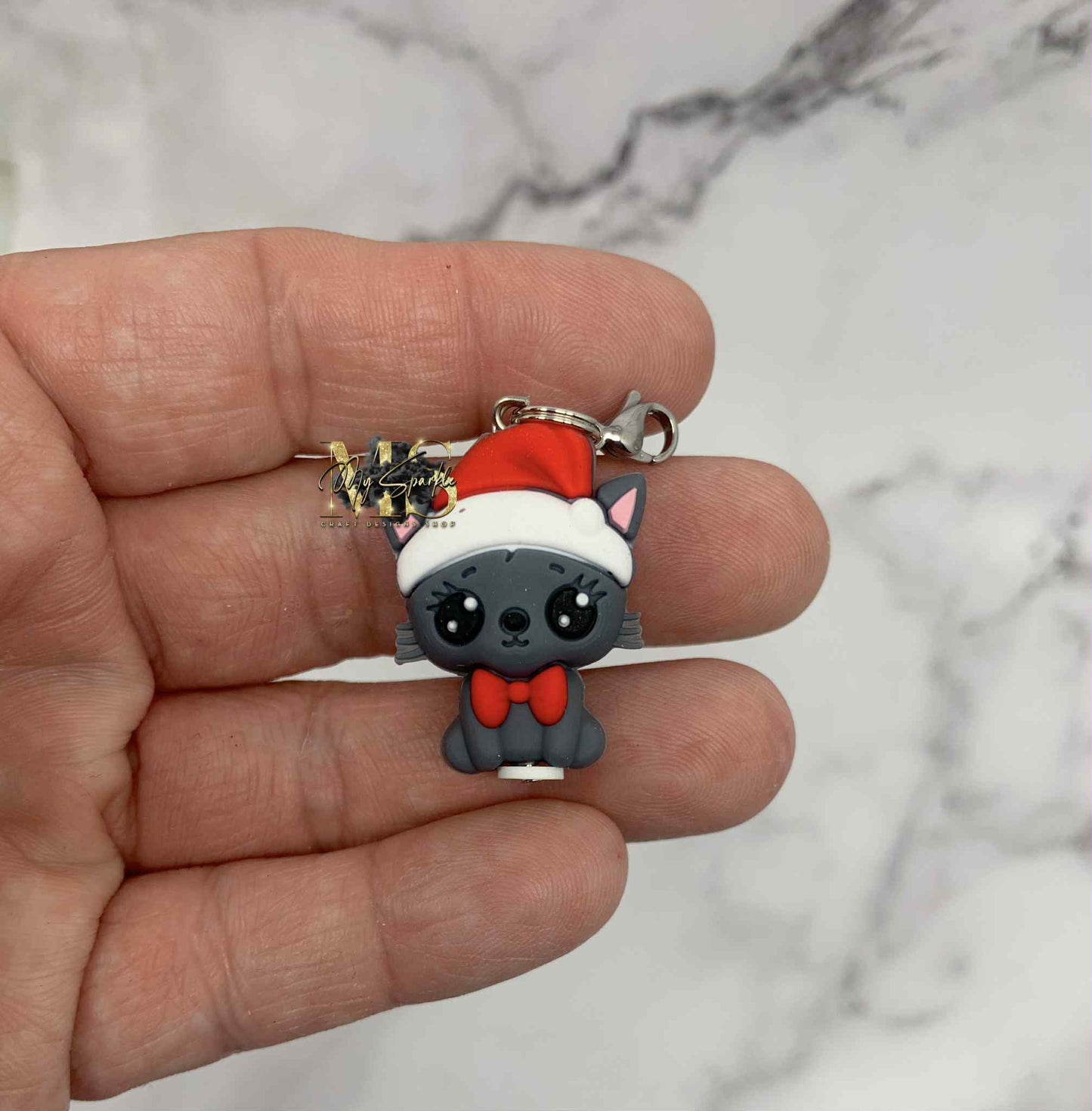 Christmas Kitten Badge Reel Charm