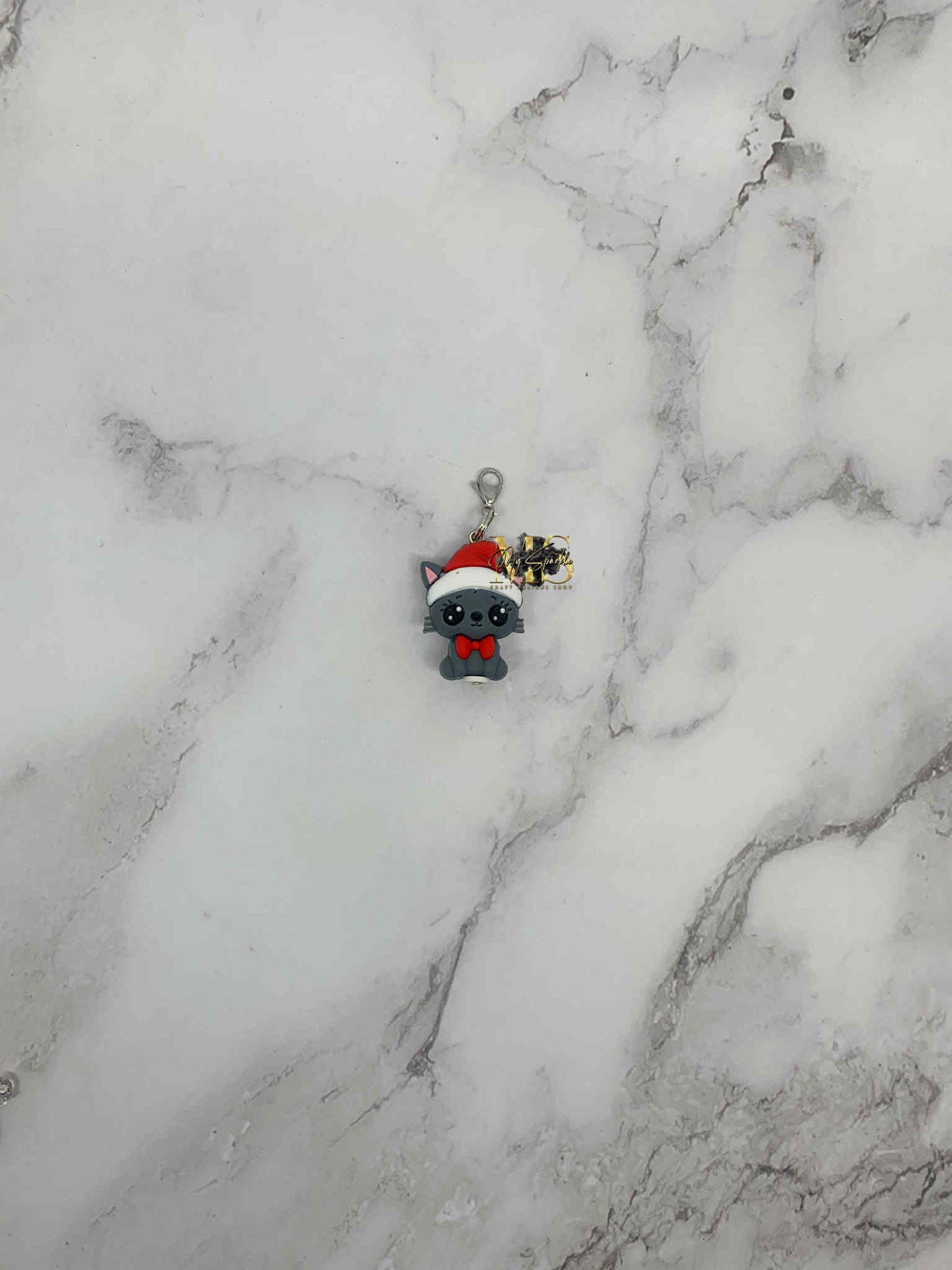 Christmas Kitten Badge Reel Charm