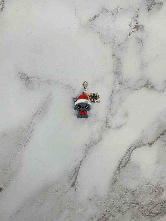 Christmas Kitten Badge Reel Charm