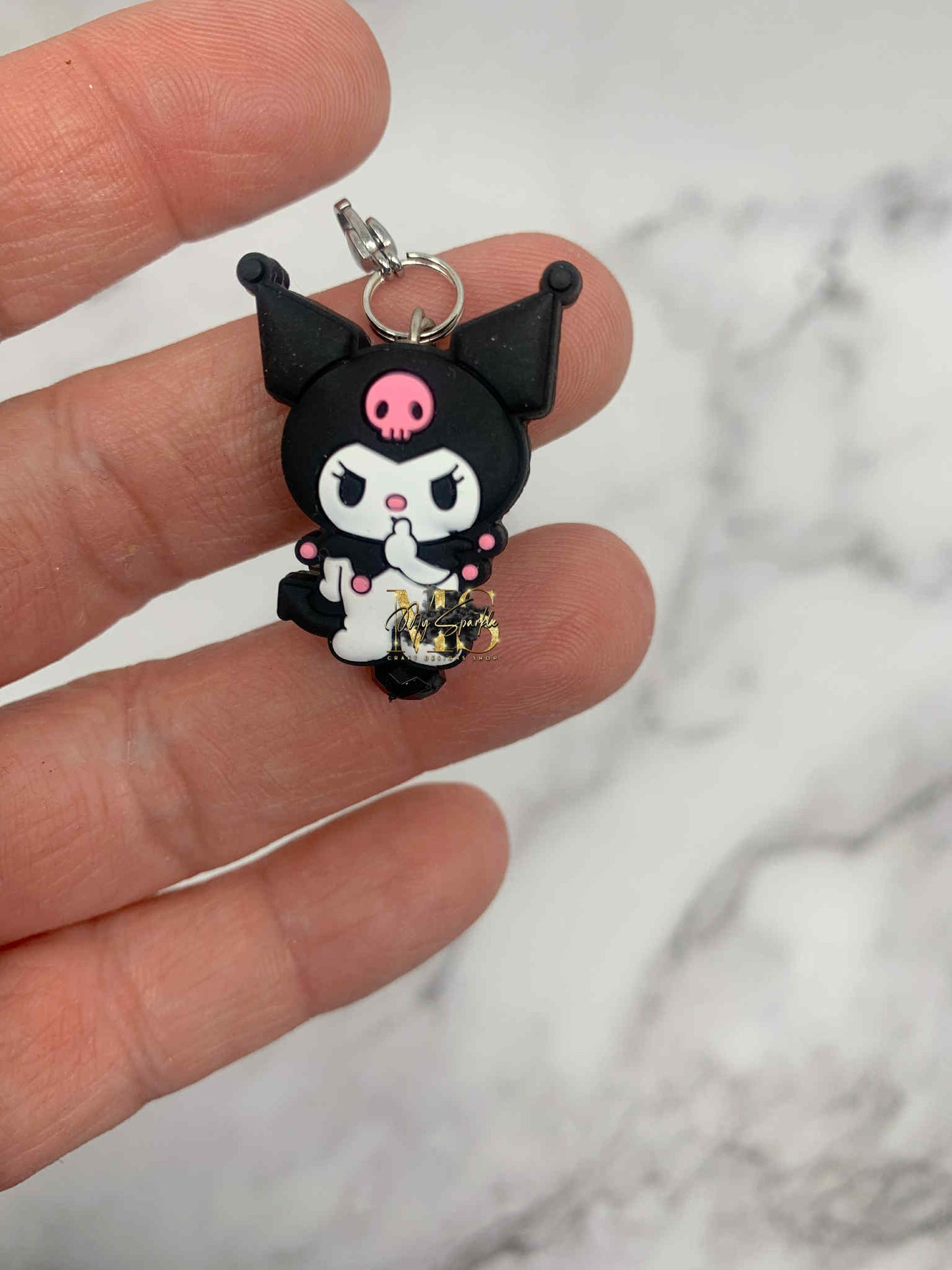 Kawaii Devil Rabbit Badge Reel Charm