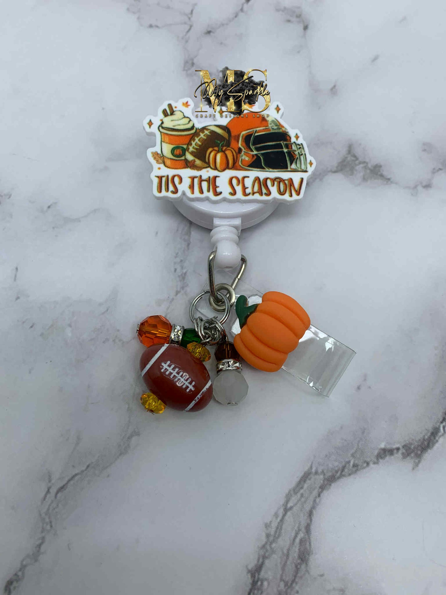 Tis the Season Pumpkin Football Badge Reel