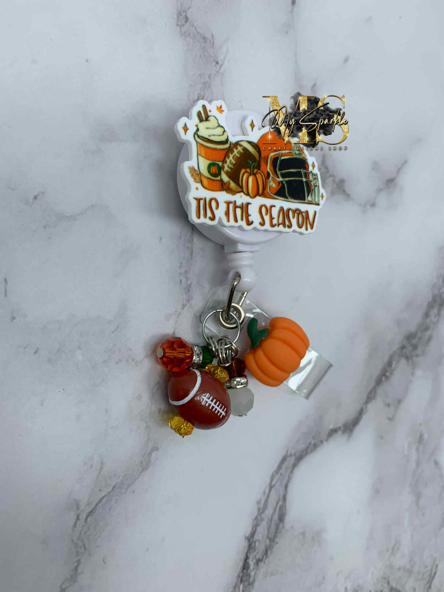 Tis the Season Pumpkin Football Badge Reel