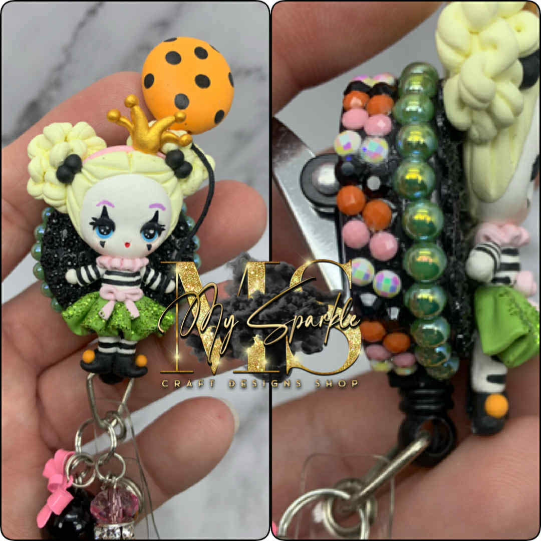 Cute Clown Girl Badge Reel