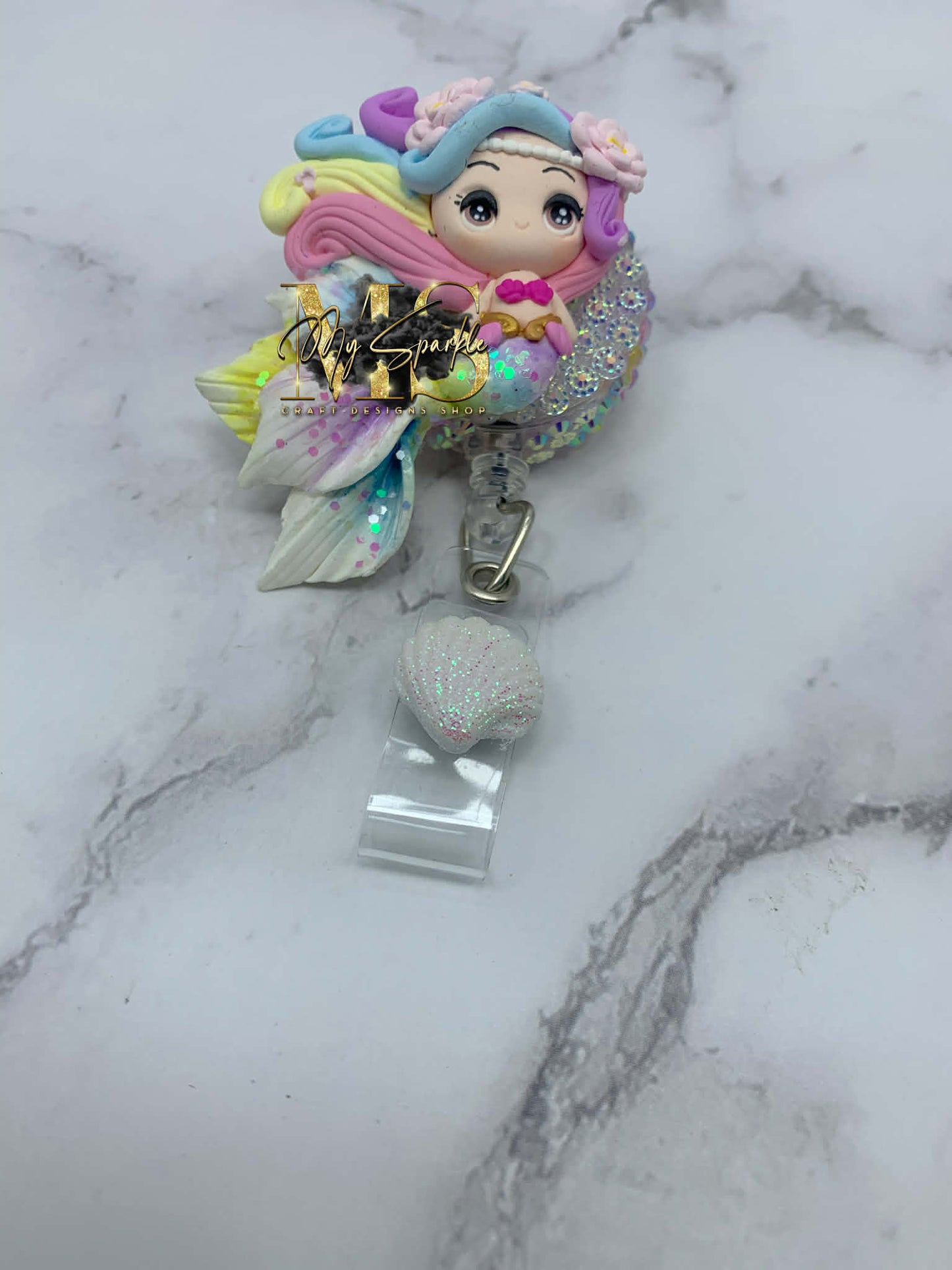 Rainbow Mermaid Badge Reel