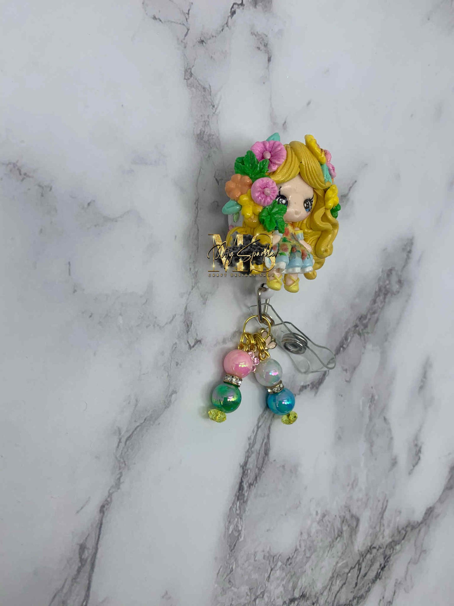 Flower Girl Clay Badge Reel