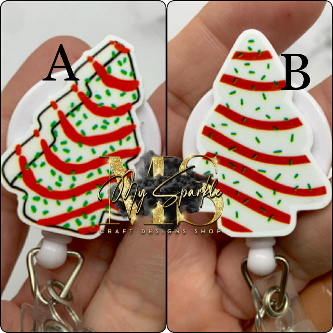 Christmas Cake Tree Badge Reel