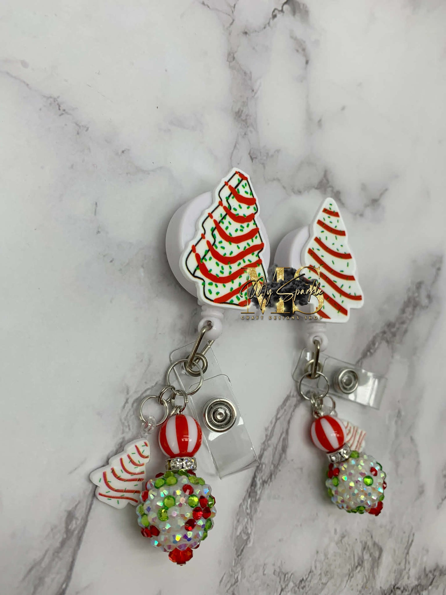 Christmas Cake Tree Badge Reel
