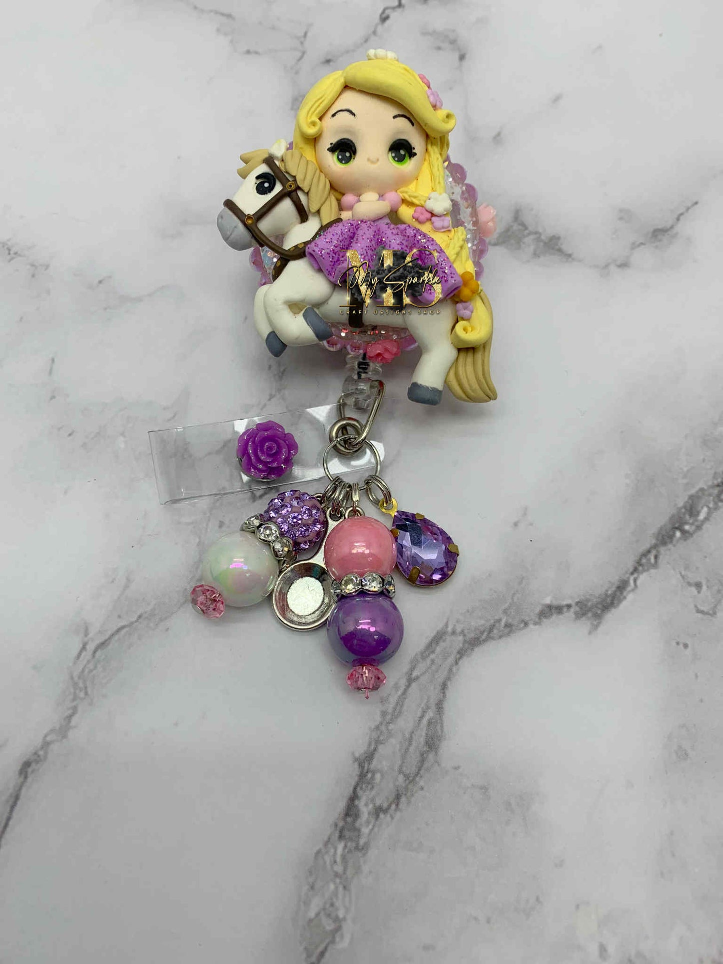 Princess With Horse Clay Badge Reel