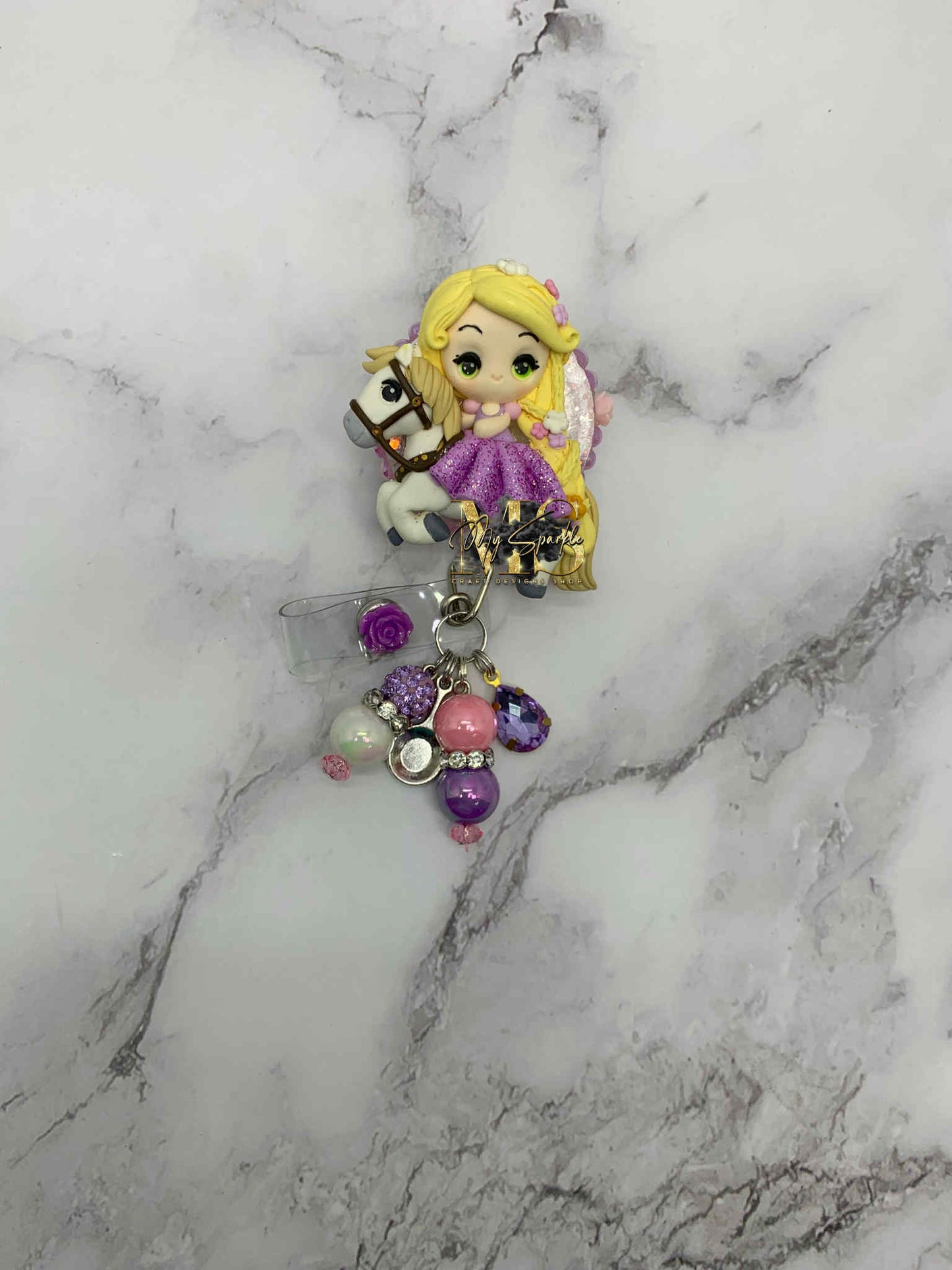 Princess With Horse Clay Badge Reel