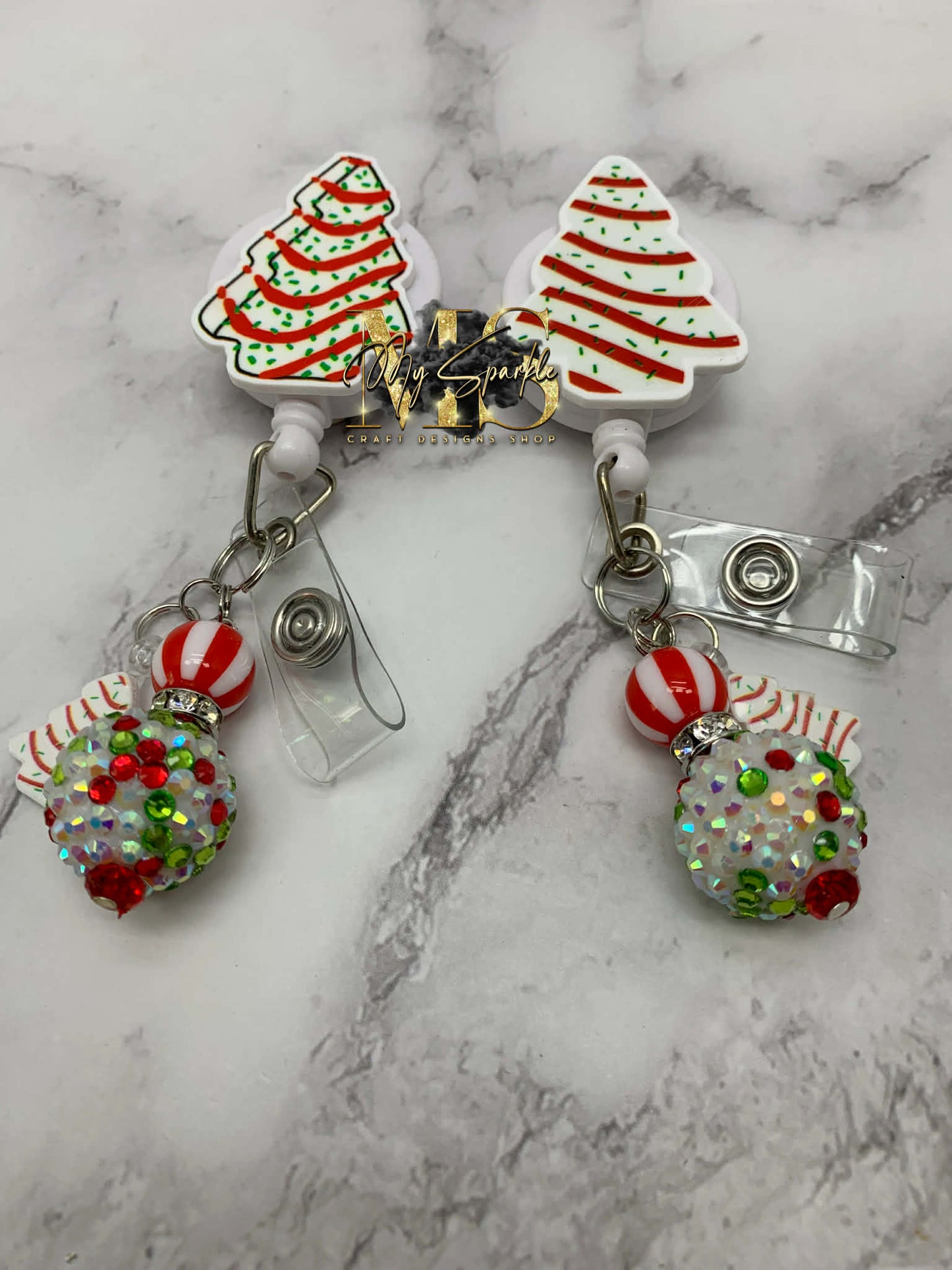 Christmas Cake Tree Badge Reel