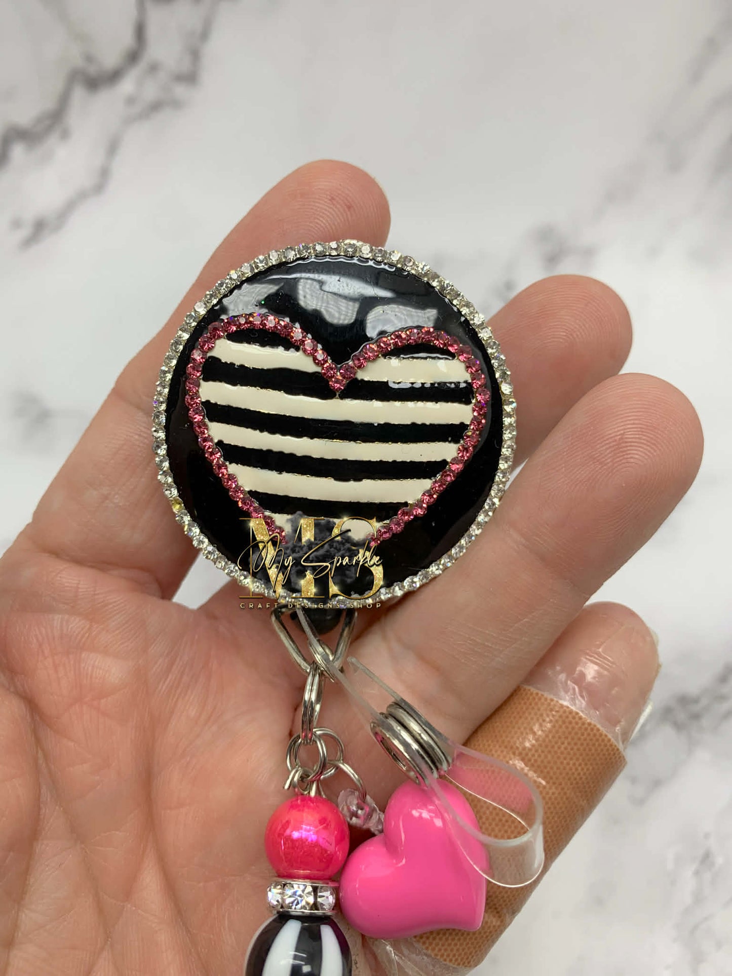 Valentine Heart Stripe Badge Reel