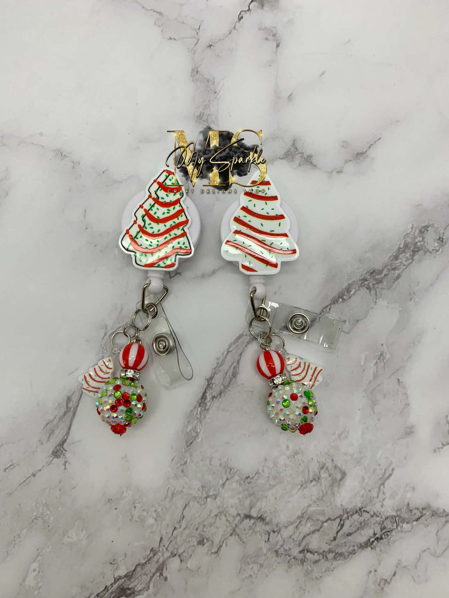 Christmas Cake Tree Badge Reel