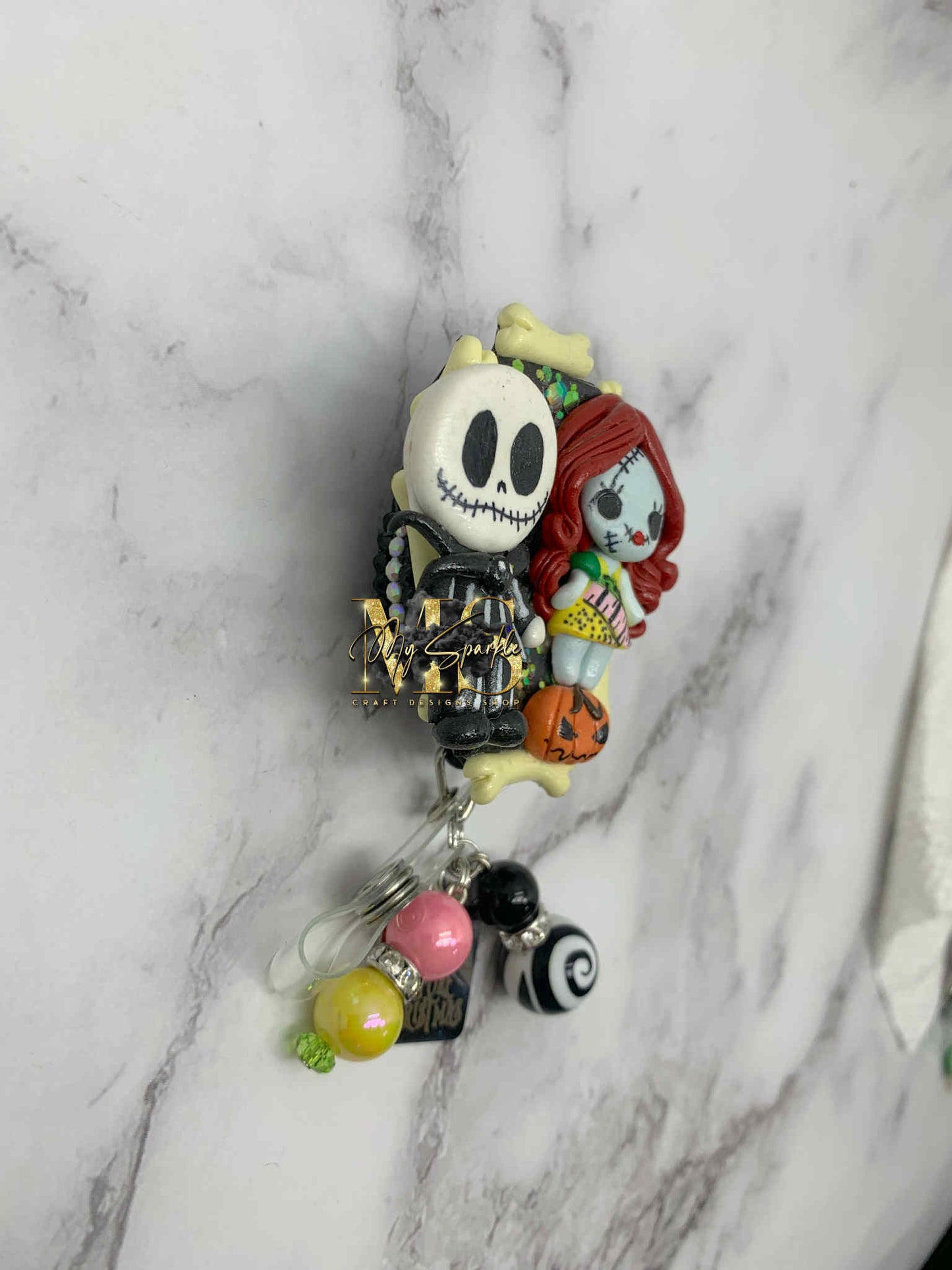 Halloween Couple Nightmare Clay Badge Reel