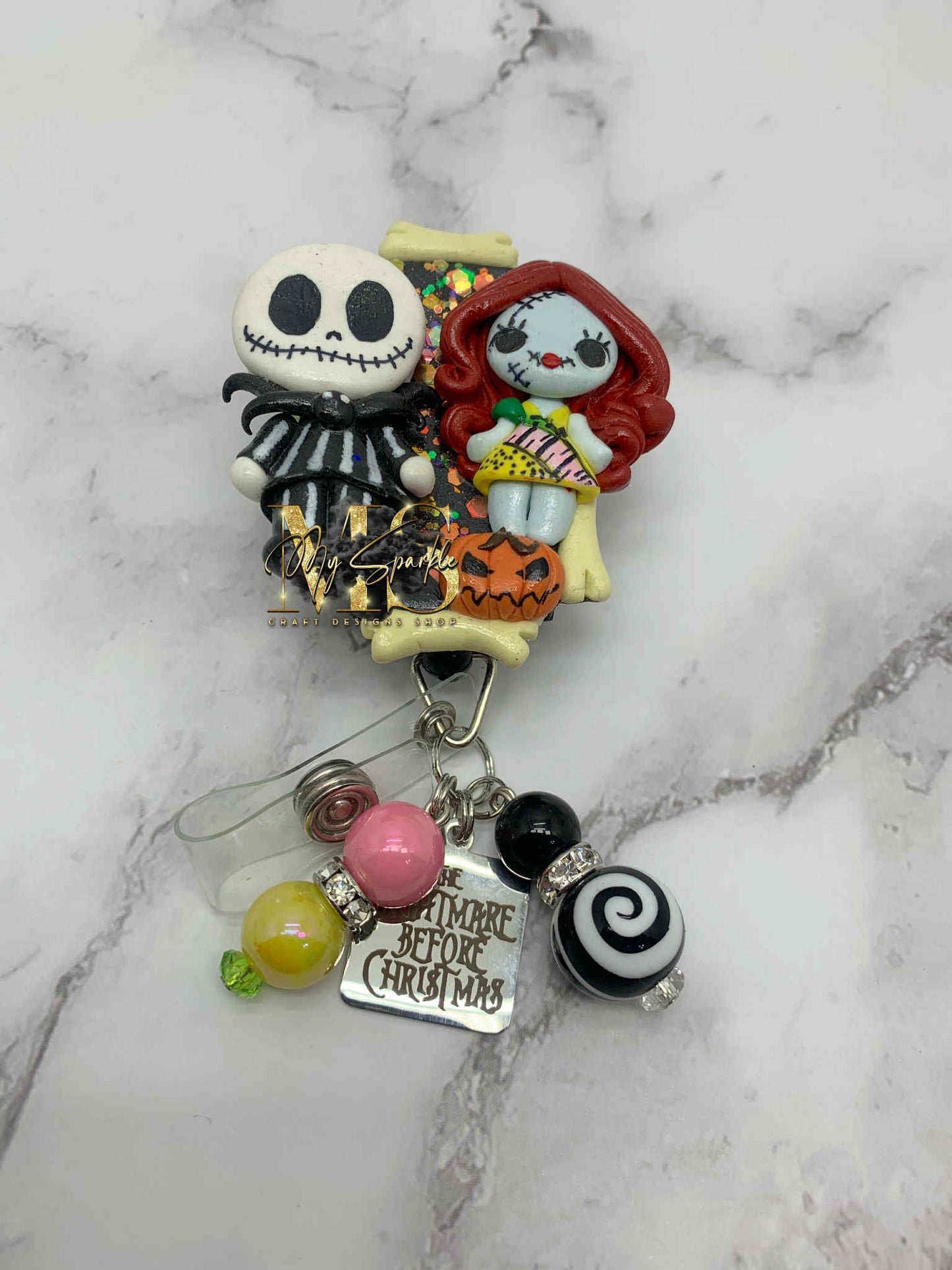 Halloween Couple Nightmare Clay Badge Reel