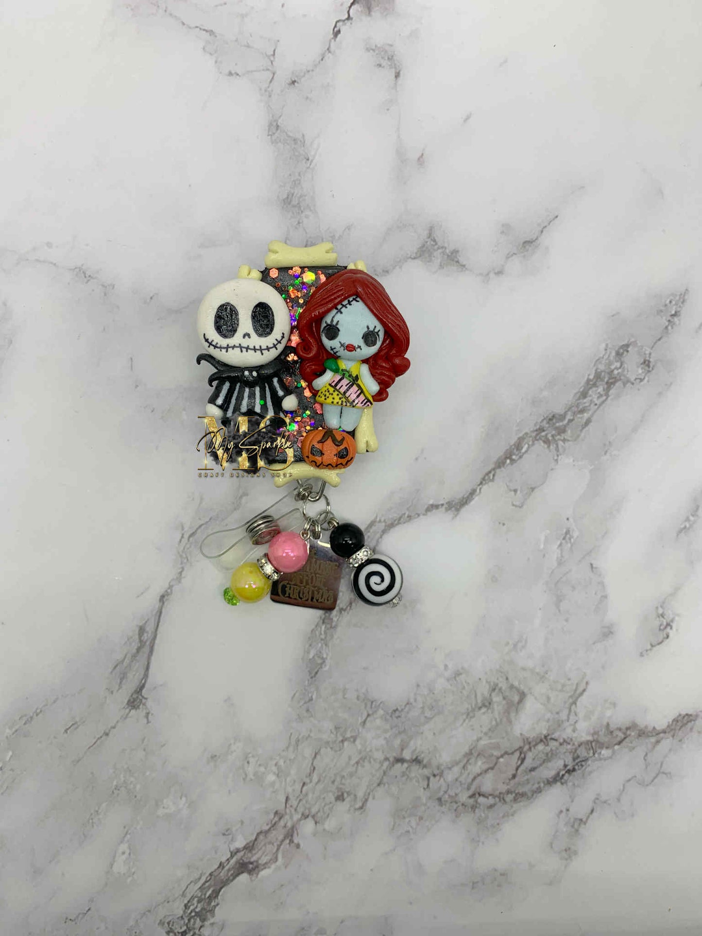 Halloween Couple Nightmare Clay Badge Reel