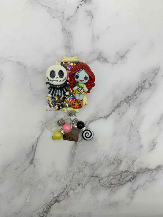 Halloween Couple Nightmare Clay Badge Reel