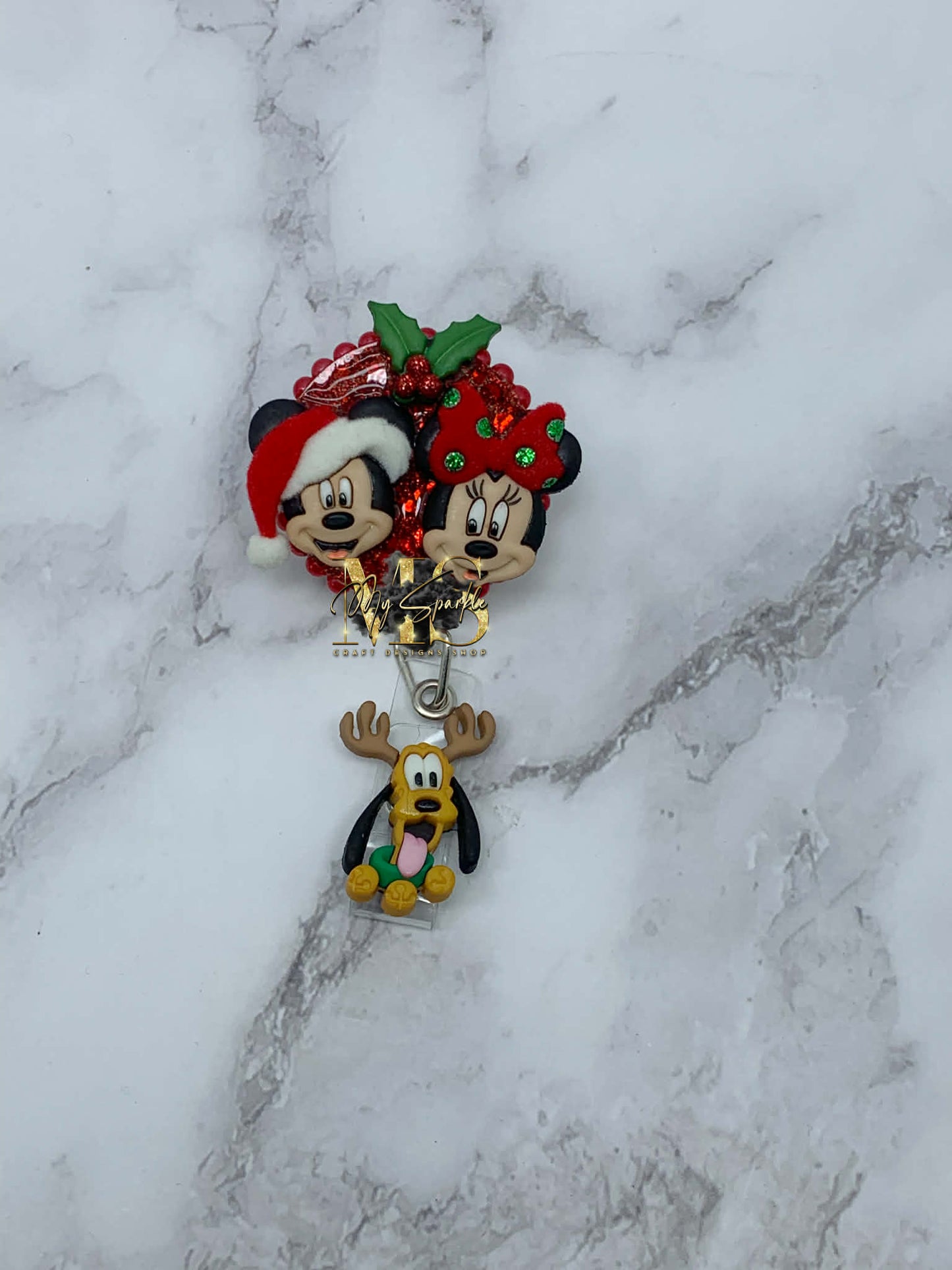 Christmas Mouse Couple Badge Reel