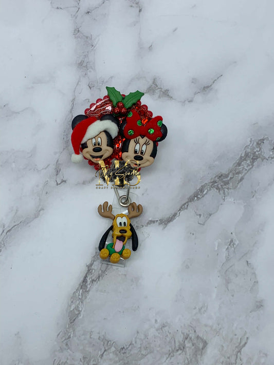 Christmas Mouse Couple Badge Reel