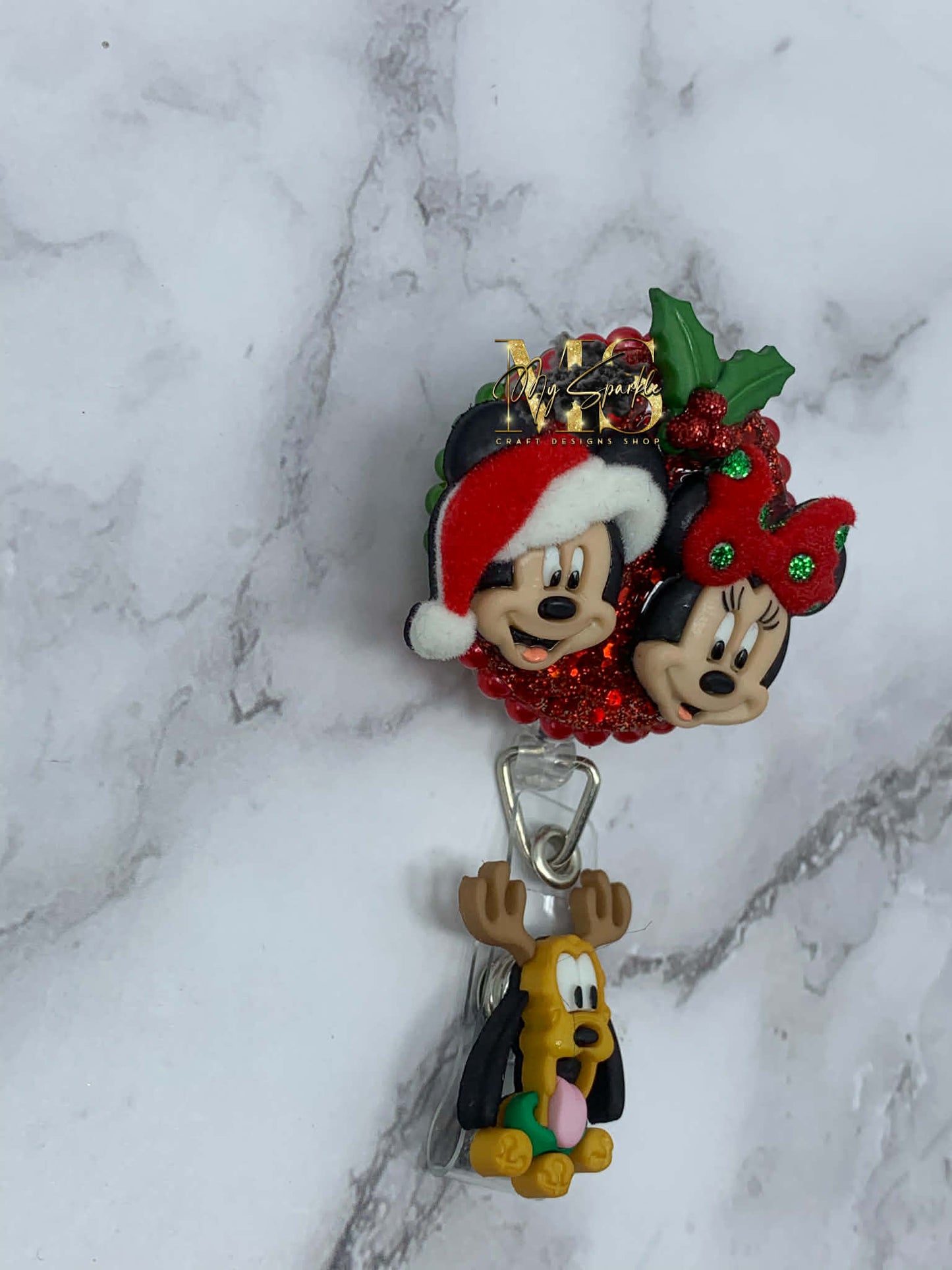 Christmas Mouse Couple Badge Reel