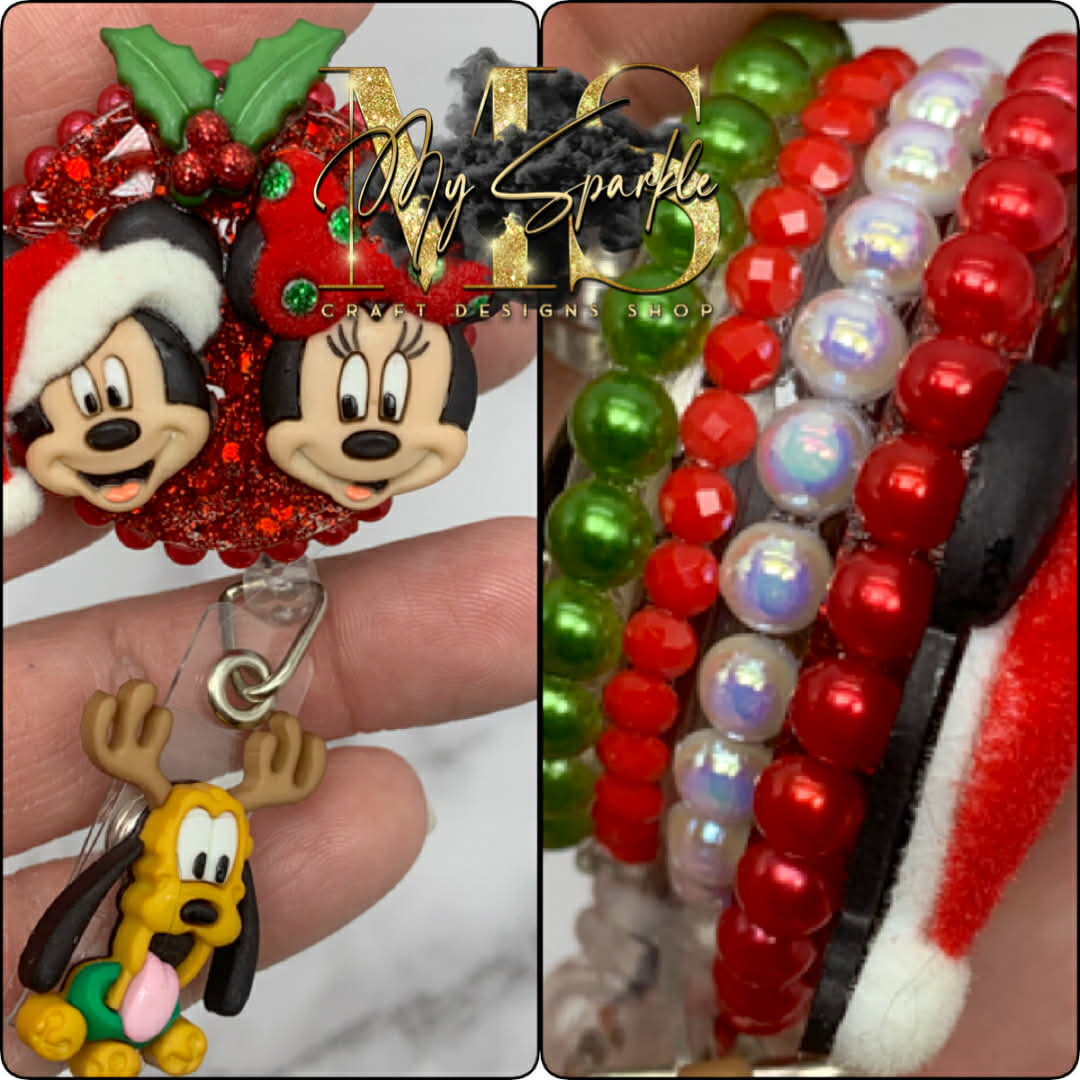 Christmas Mouse Couple Badge Reel