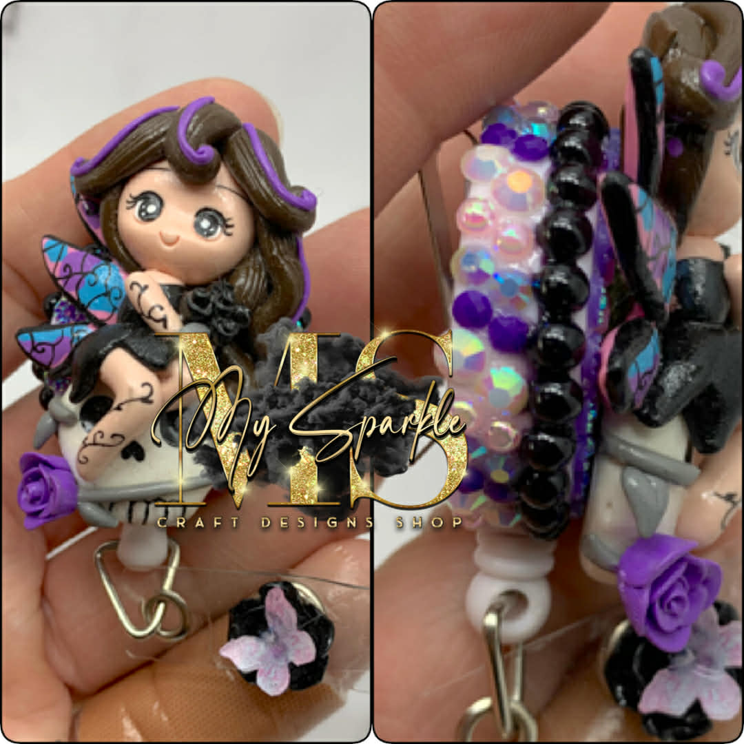 Day Of The Dead Fairy Clay Badge Reel