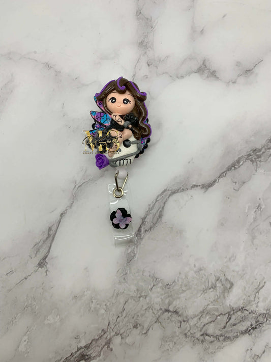 Day Of The Dead Fairy Clay Badge Reel