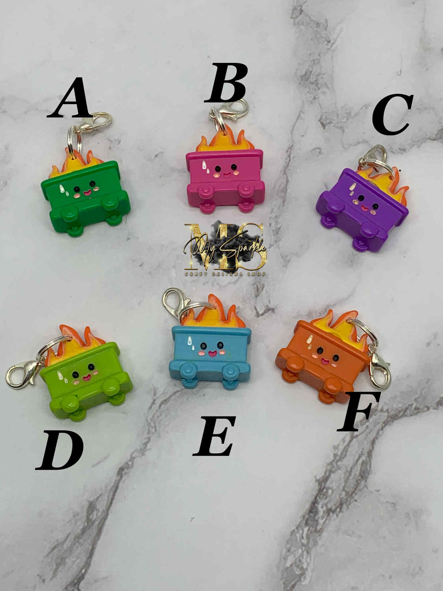 Dumpster Fire Badge Reel Charm