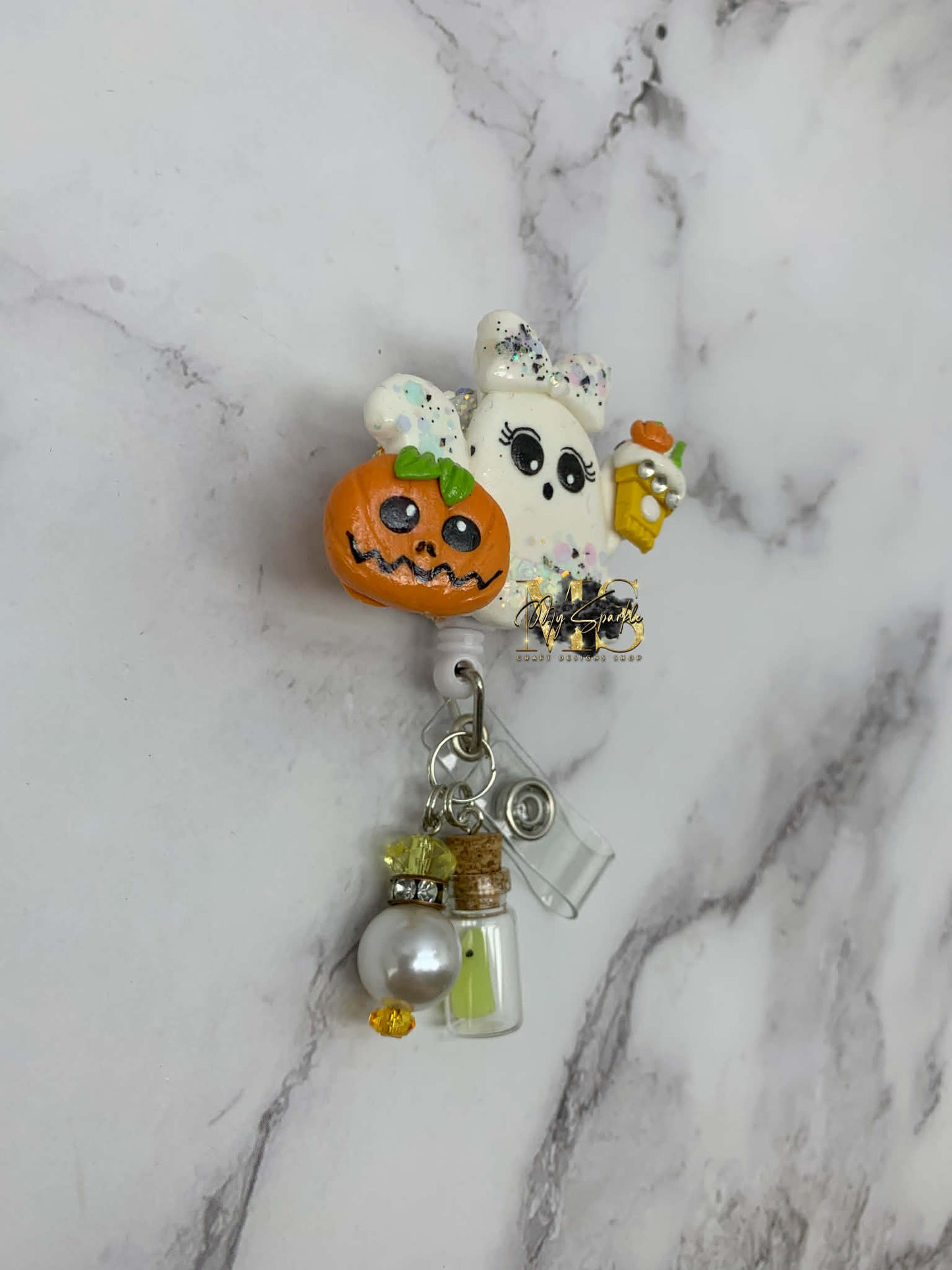 Halloween Ghost Clay Badge Reel