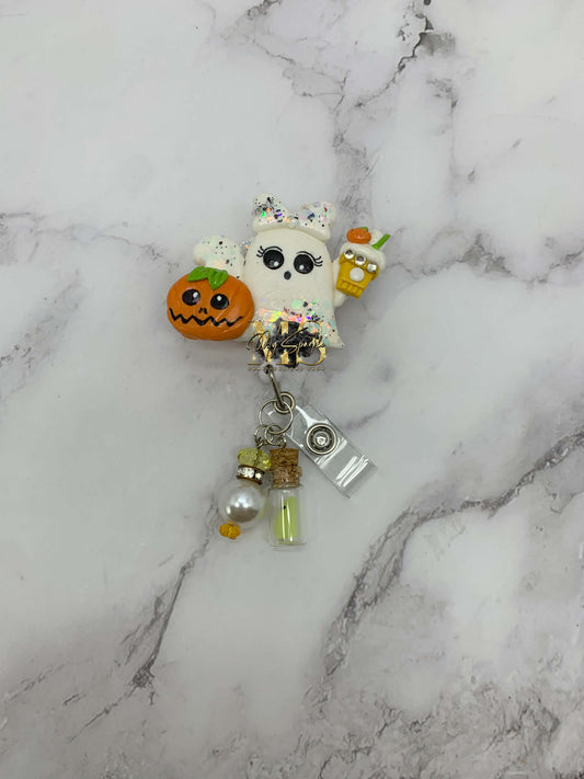 Halloween Ghost Clay Badge Reel