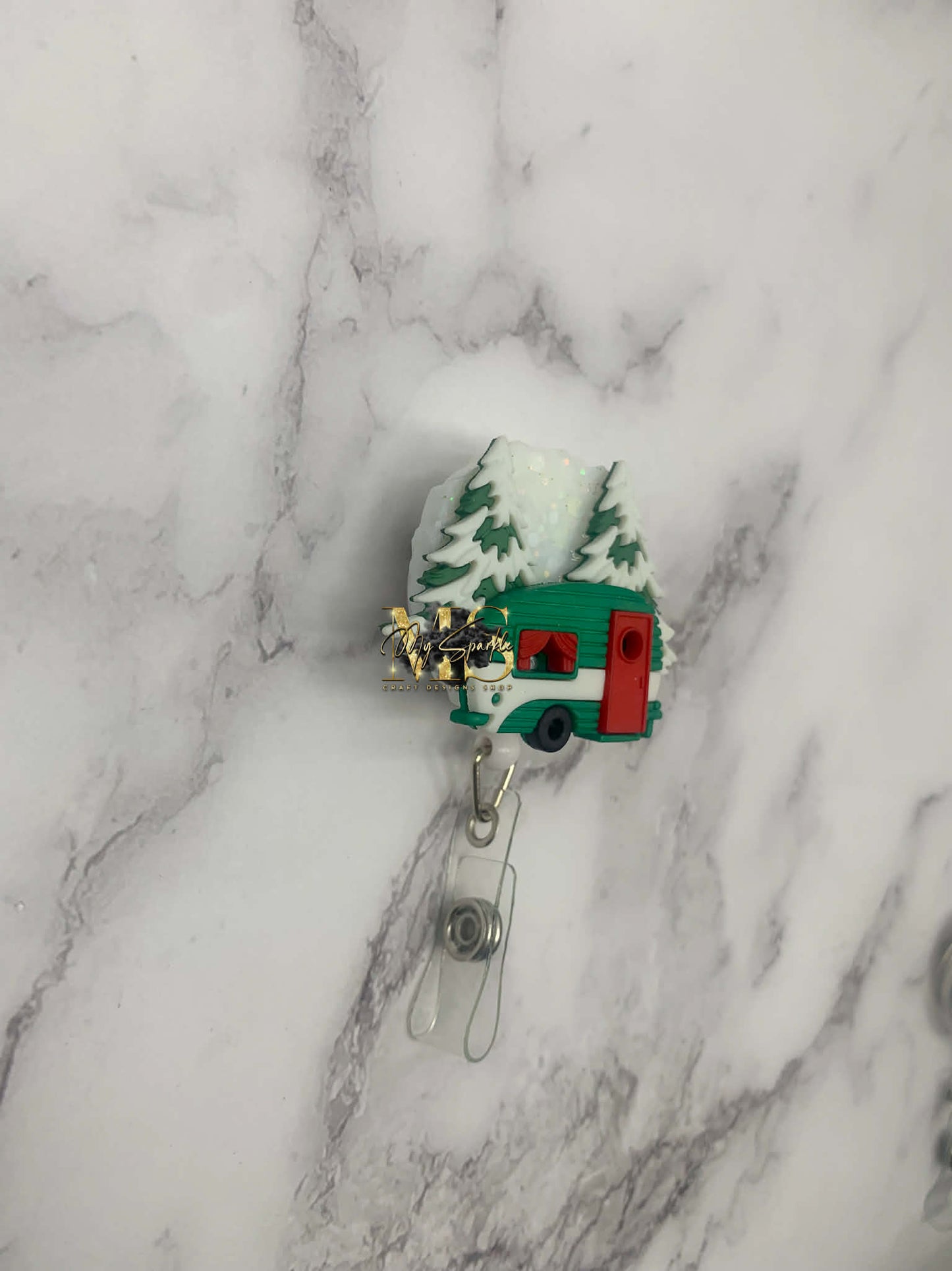 Christmas Camper Badge Reel