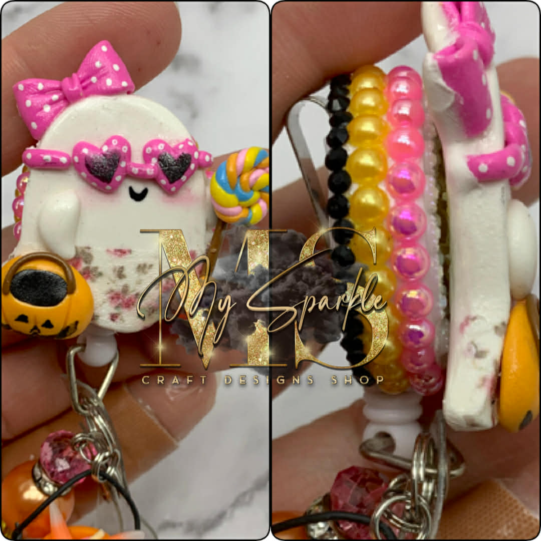 Halloween Ghost Clay Badge Reel
