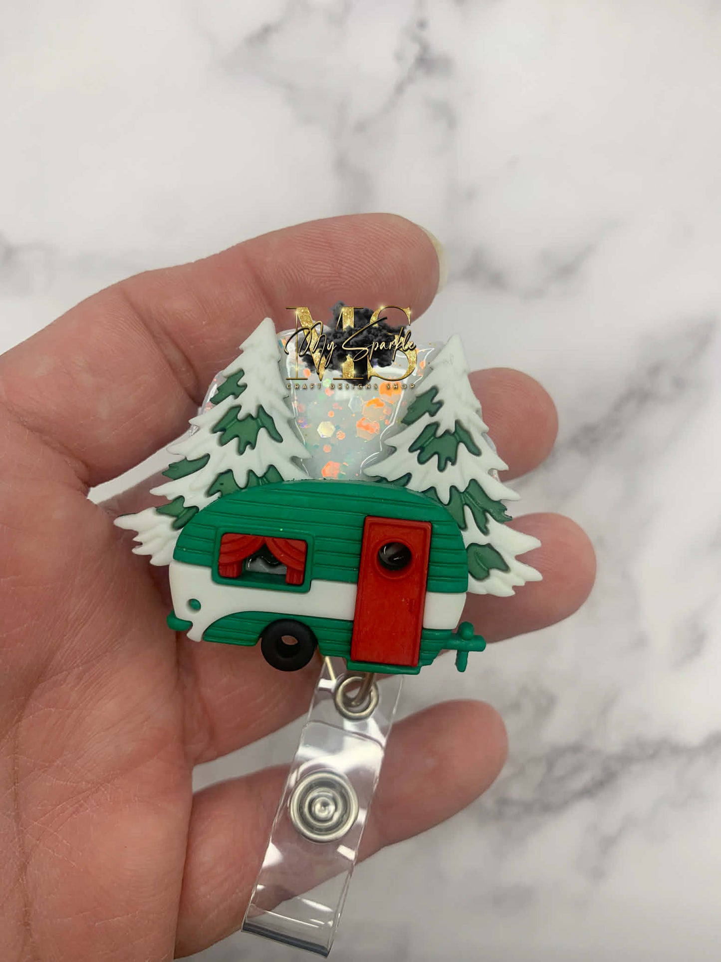 Christmas Camper Badge Reel