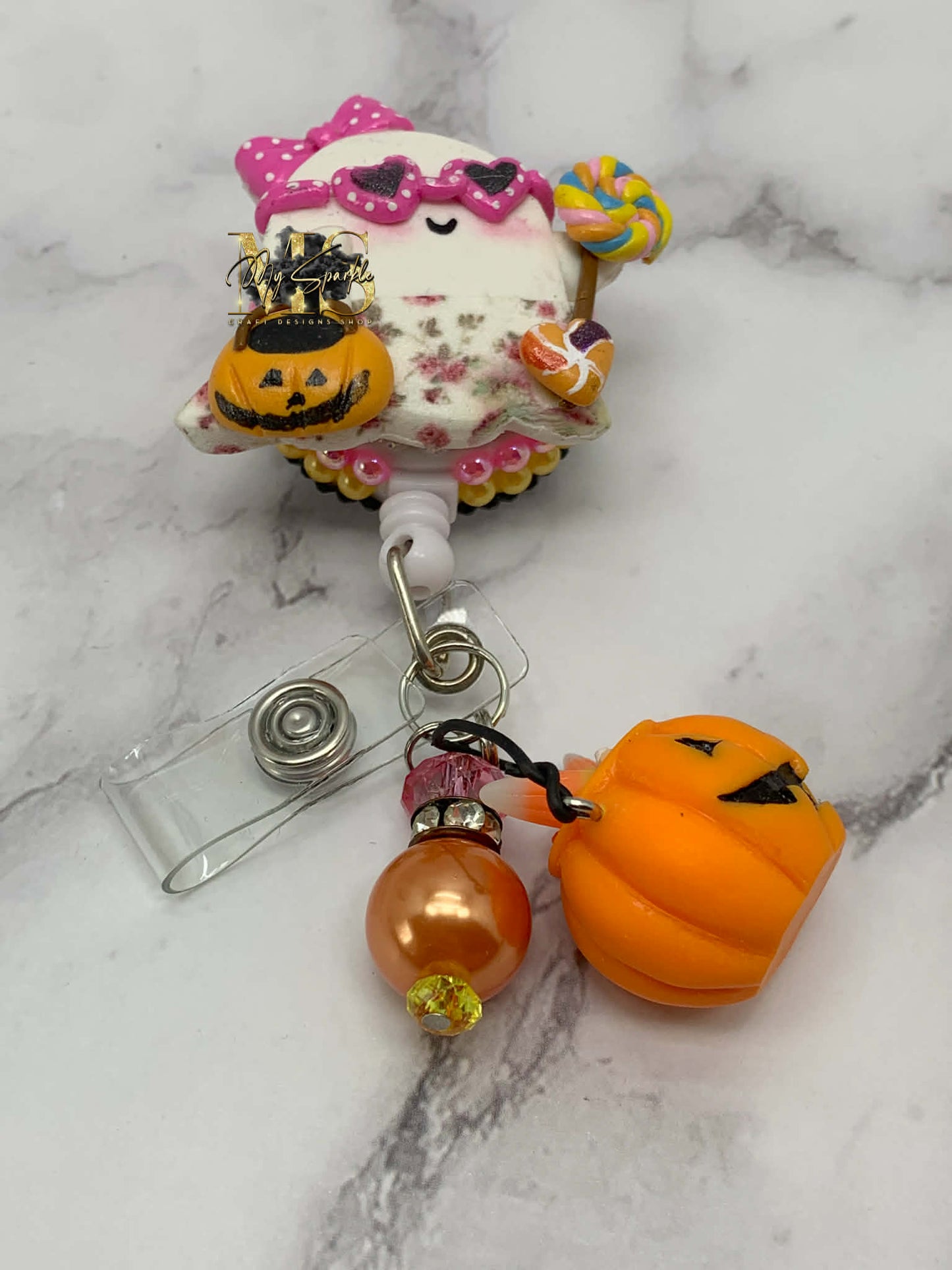 Halloween Ghost Clay Badge Reel